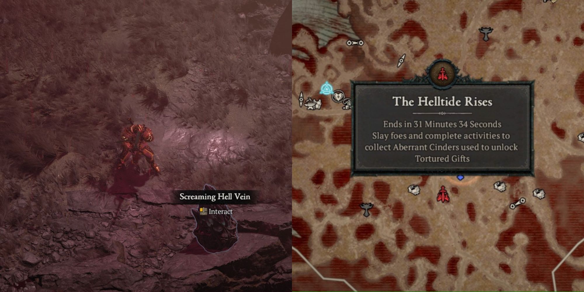 Screaming Hell Vein Node And Helltide Zone In Diablo 4