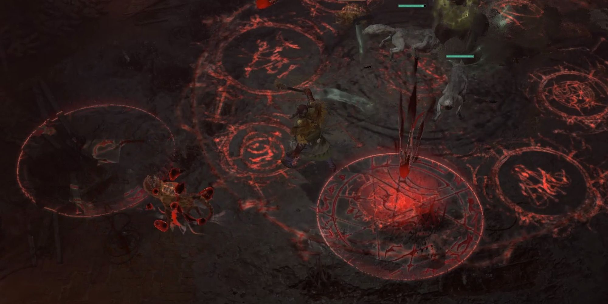 Diablo 4: a Druid fighting inside an occult circle