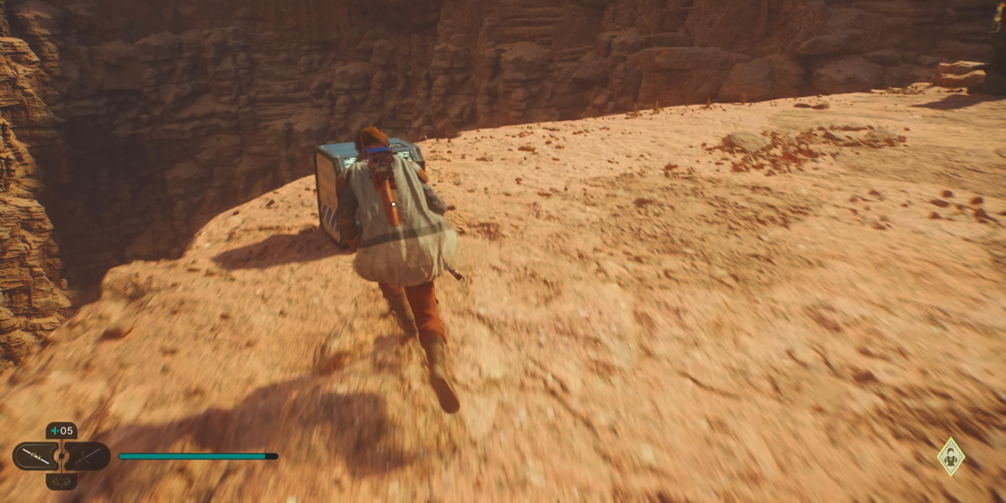 Crate near end of ledge Jedha desert