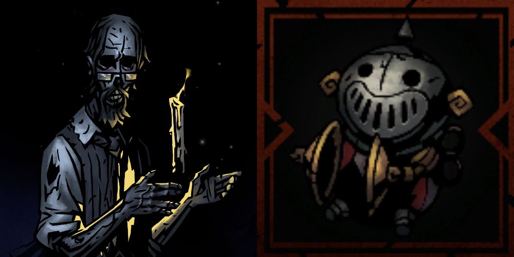 The Academic with a Noisemaker at the Altar of Hope in Darkest Dungeon 2