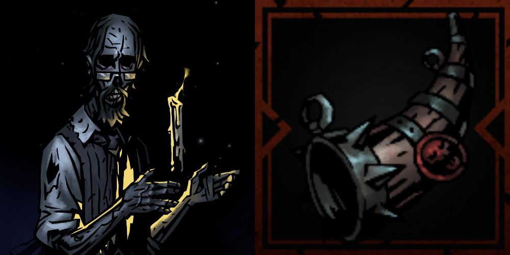 the Academic with a War Horn at the Altar of Hope in Darkest Dungeon 2