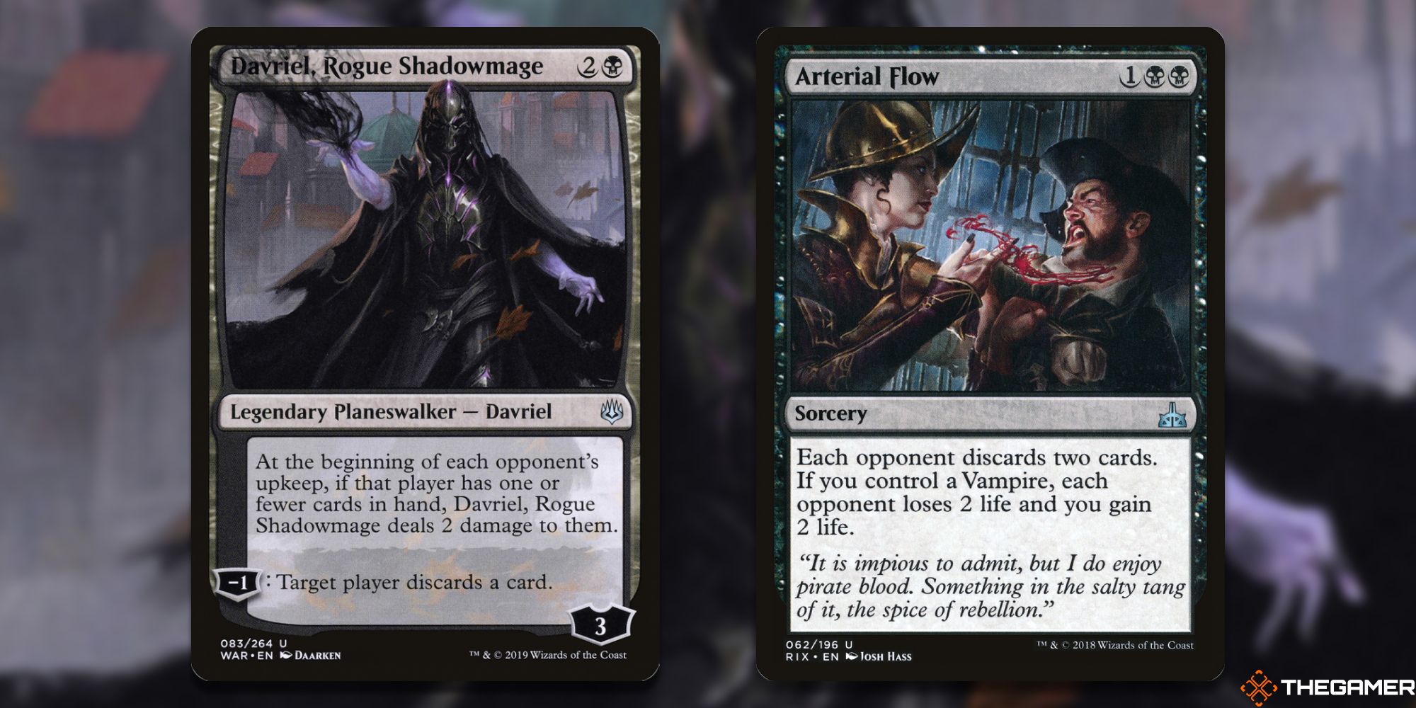 MTG: Davriel, Rogue Shadowmage and Arterial Flow cards