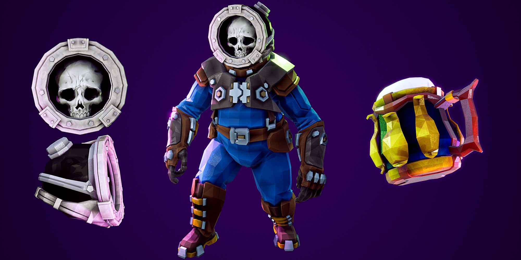 deep rock galactic supporter pack ghost ship helmet on scout and gold mug
