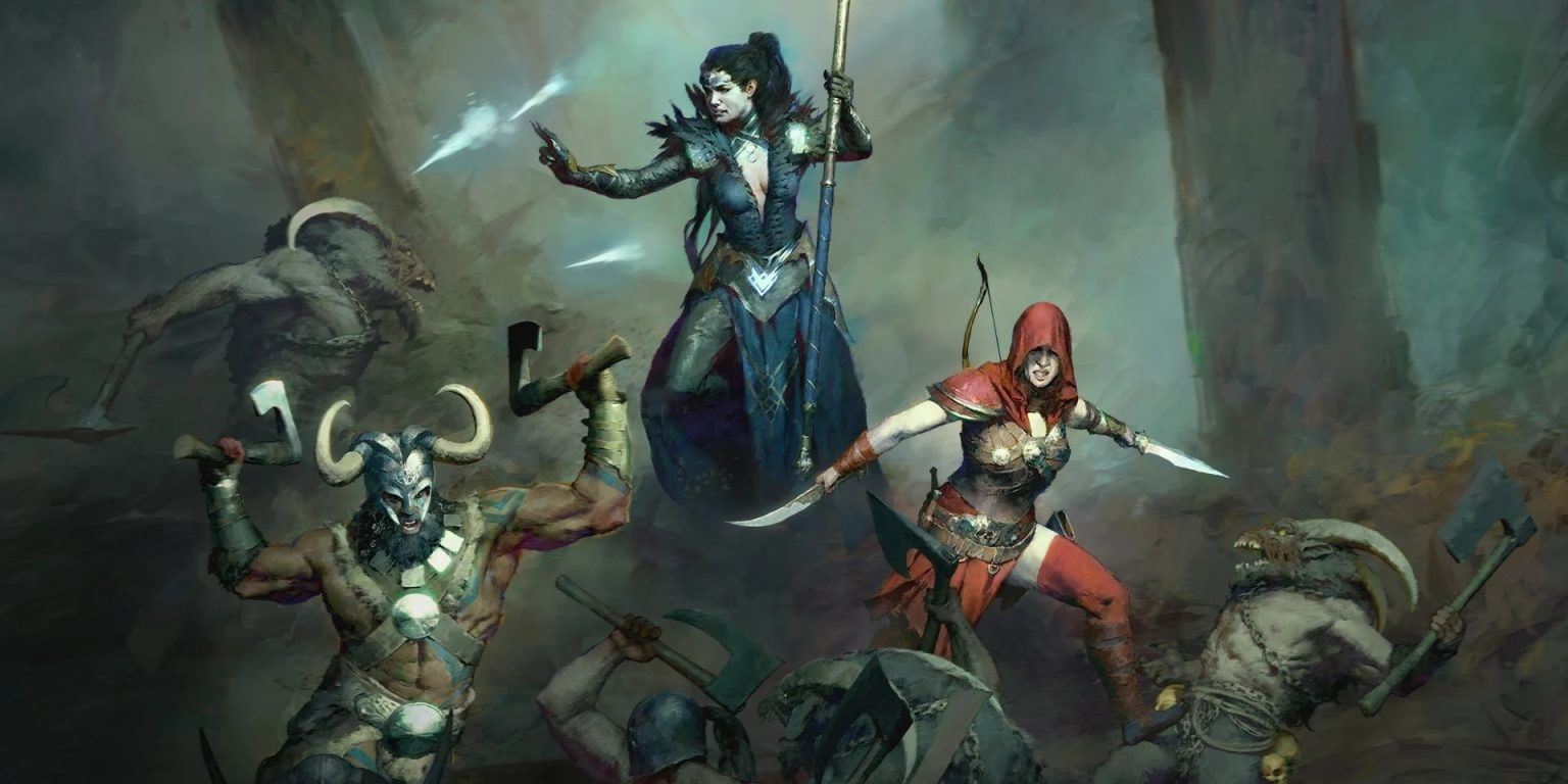 diablo 4 barbarian sorceress rogue fighting enemies
