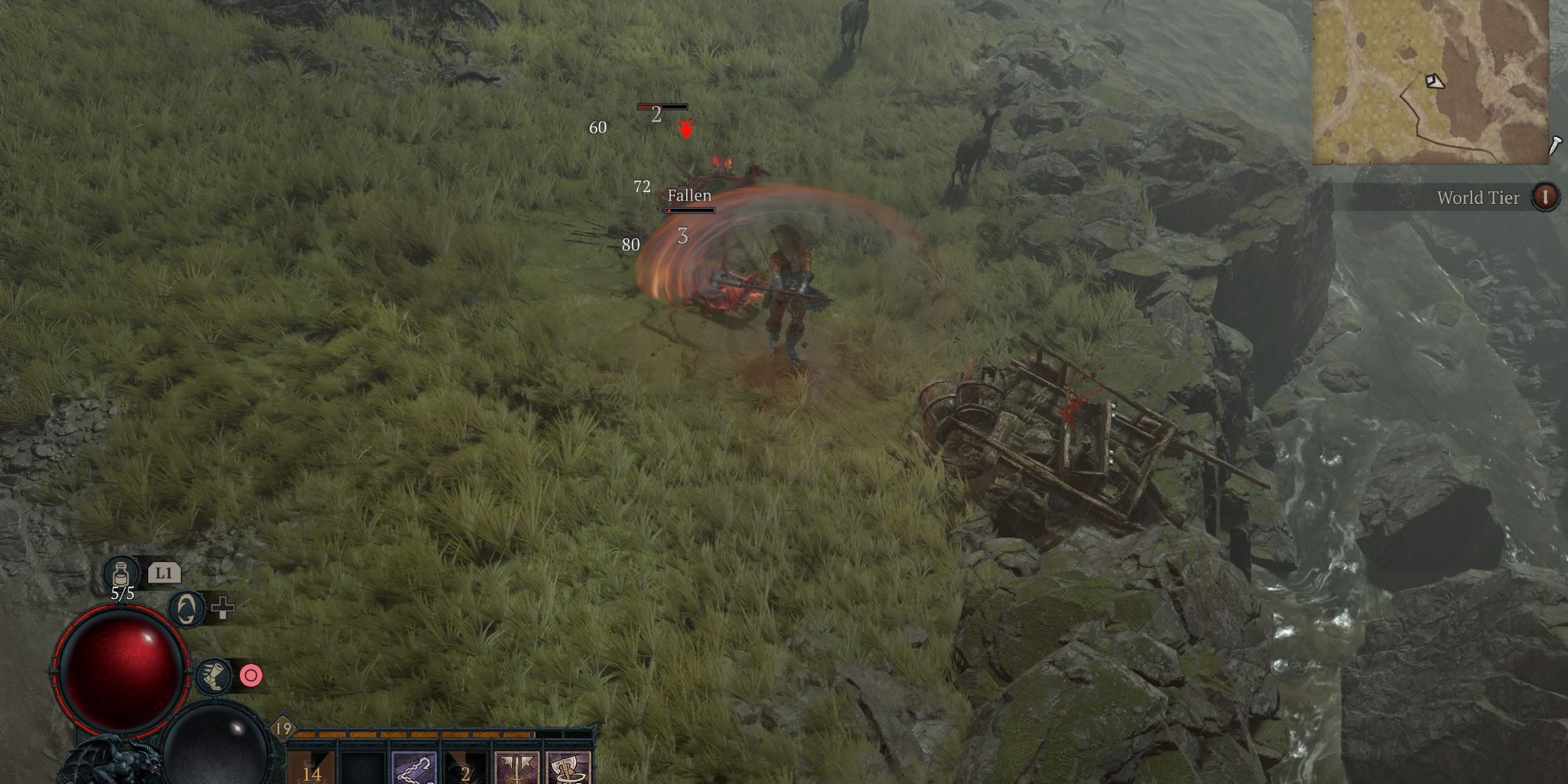 Image has the Diablo 4 Barbarian using a Two Handed Ability
