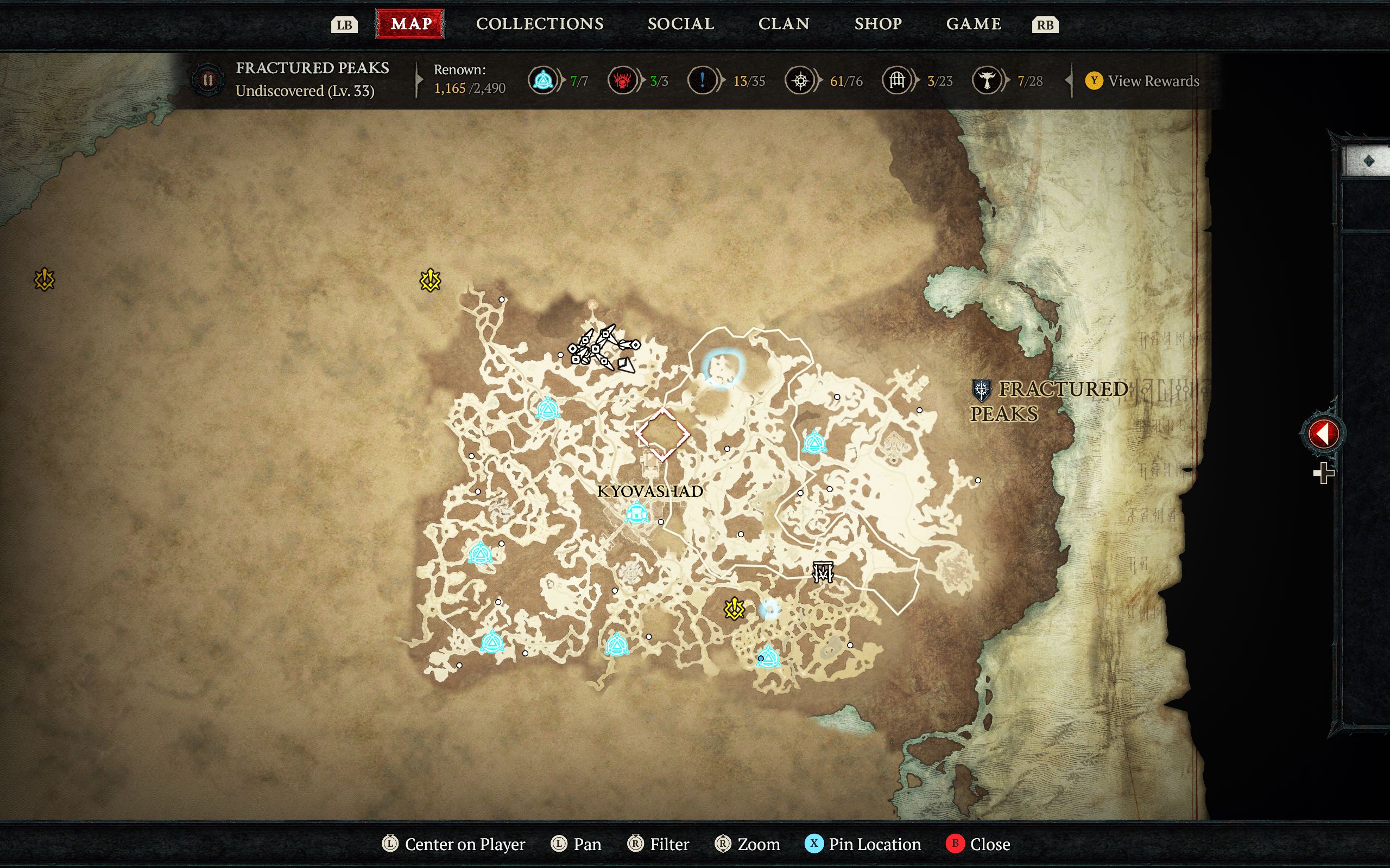 Diablo 4: Fractured Peaks map