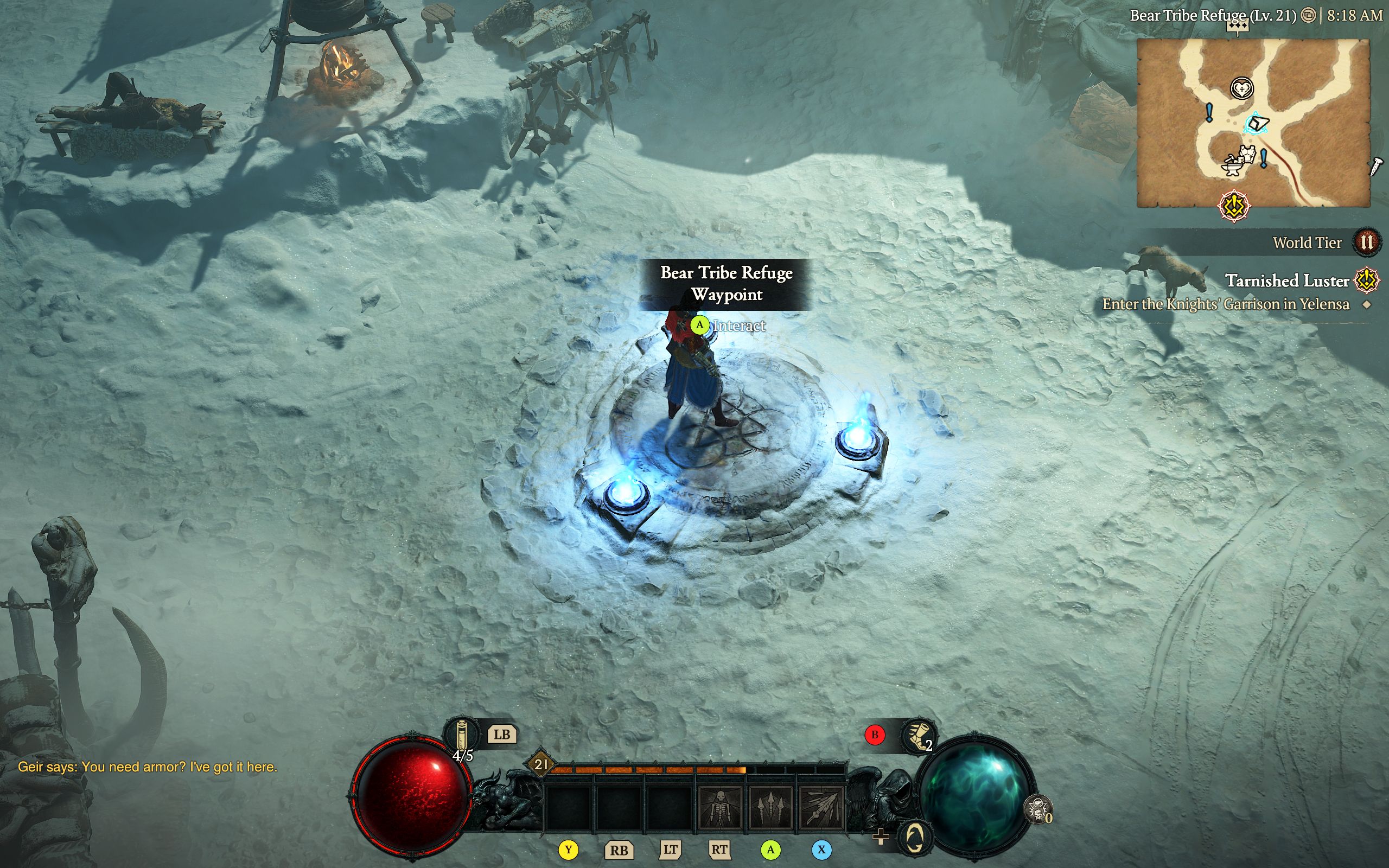Diablo 4: Fractured Peaks Bear Tribe Refuge Waypoint