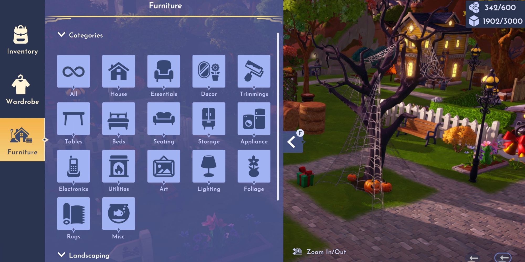 disney dreamlight valley halloween tree in furniture mode