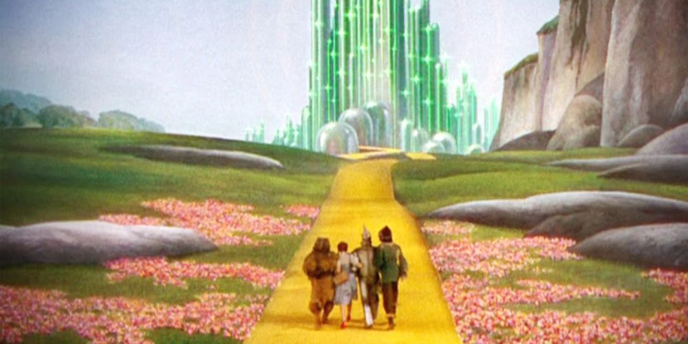 Dorothy and her companions approach the Emerald City in The Wizard Of Oz (1939)