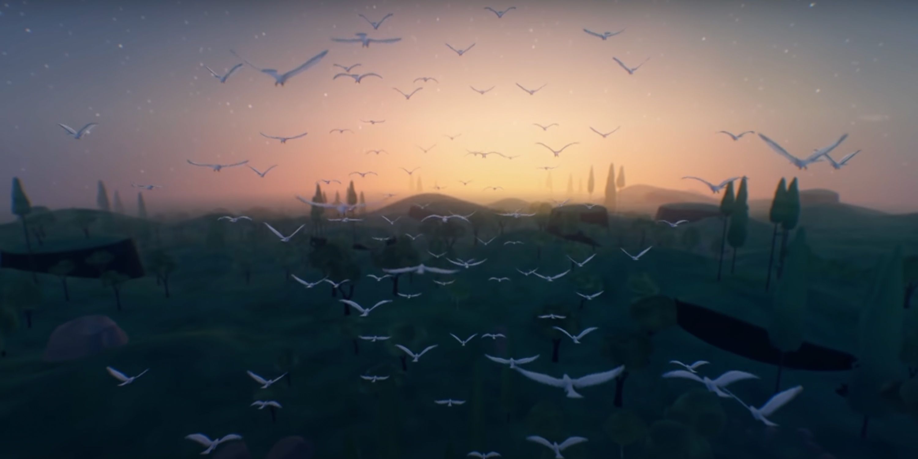 A Flock of Birds Flying To the Sunset in Everything