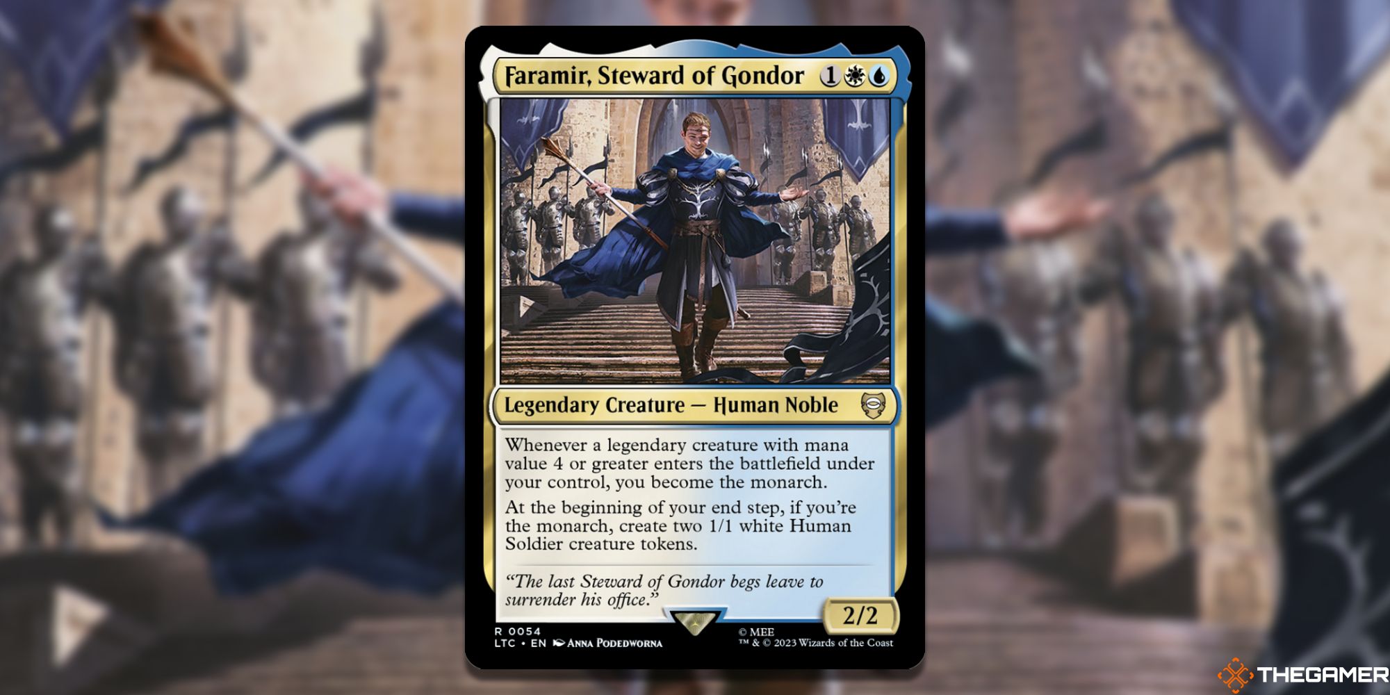 Image of the Faramir, Steward of Gondor card in Magic: The Gathering, with art by Anna Podedworna