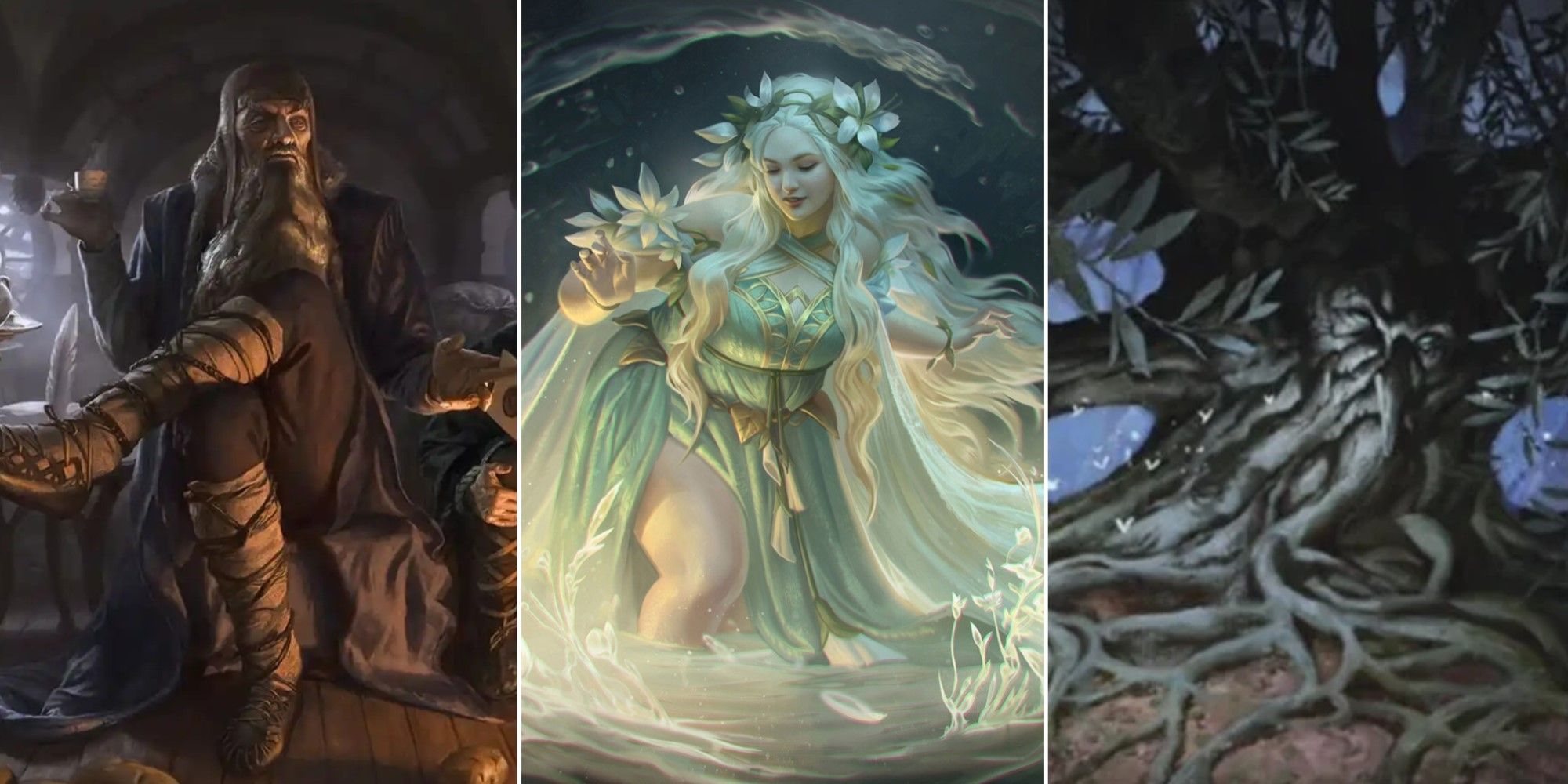 Artwork from three different cards from Magic: The Gathering's Lord of the Rings: Tales of Middle-earth expansion