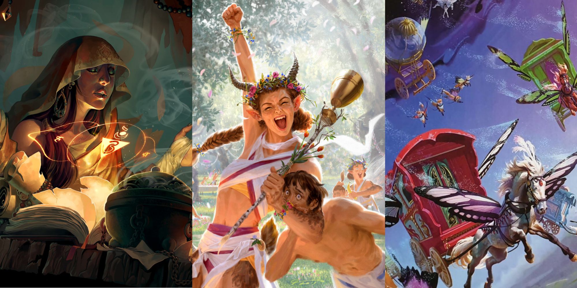 featured image with presience by lea faske, galia of the endless dance by Johannes Voss, and art from wild beyond the witchlight from wizards of the coast