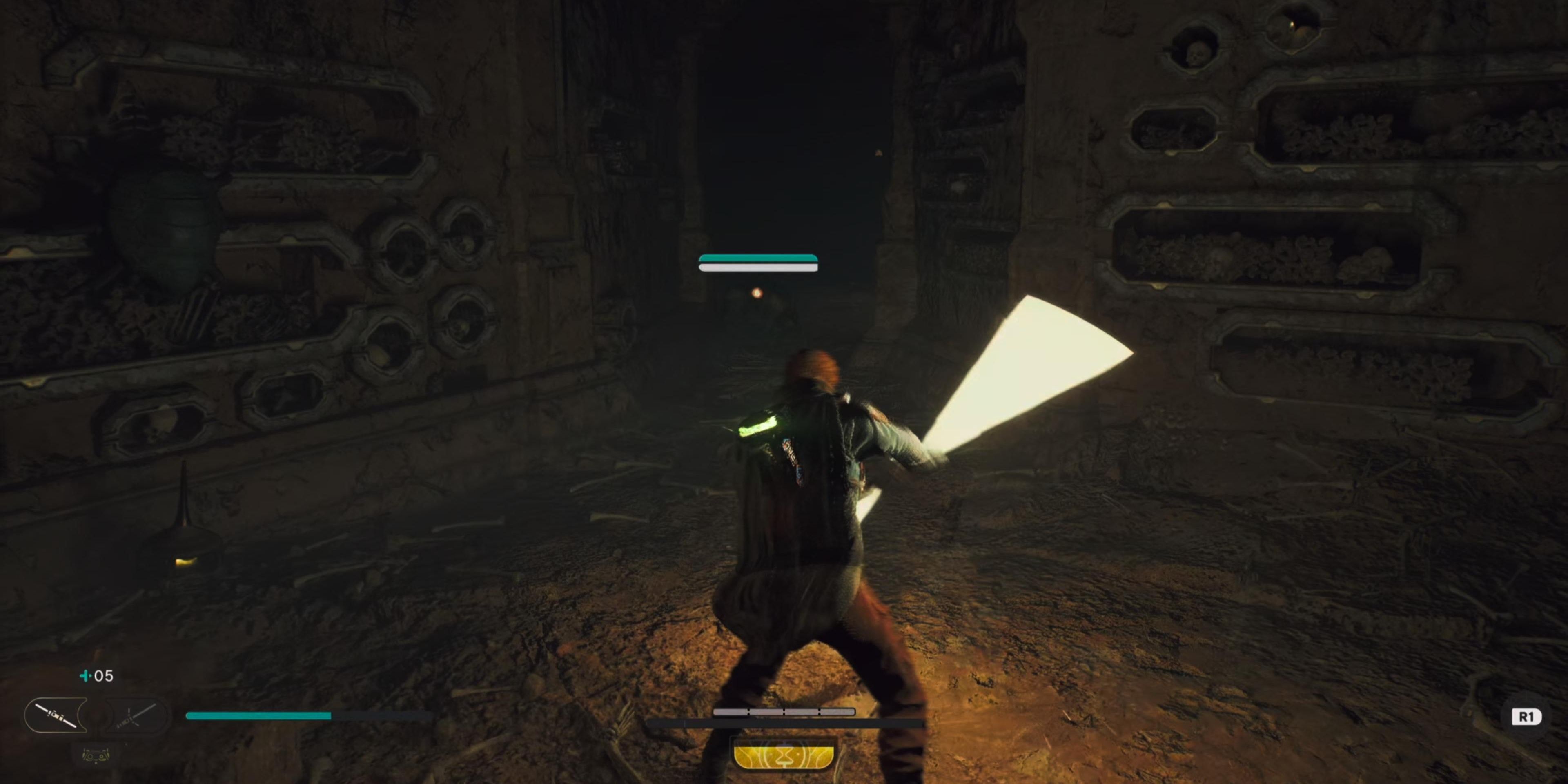 Fighting Hardshell in dark chamber