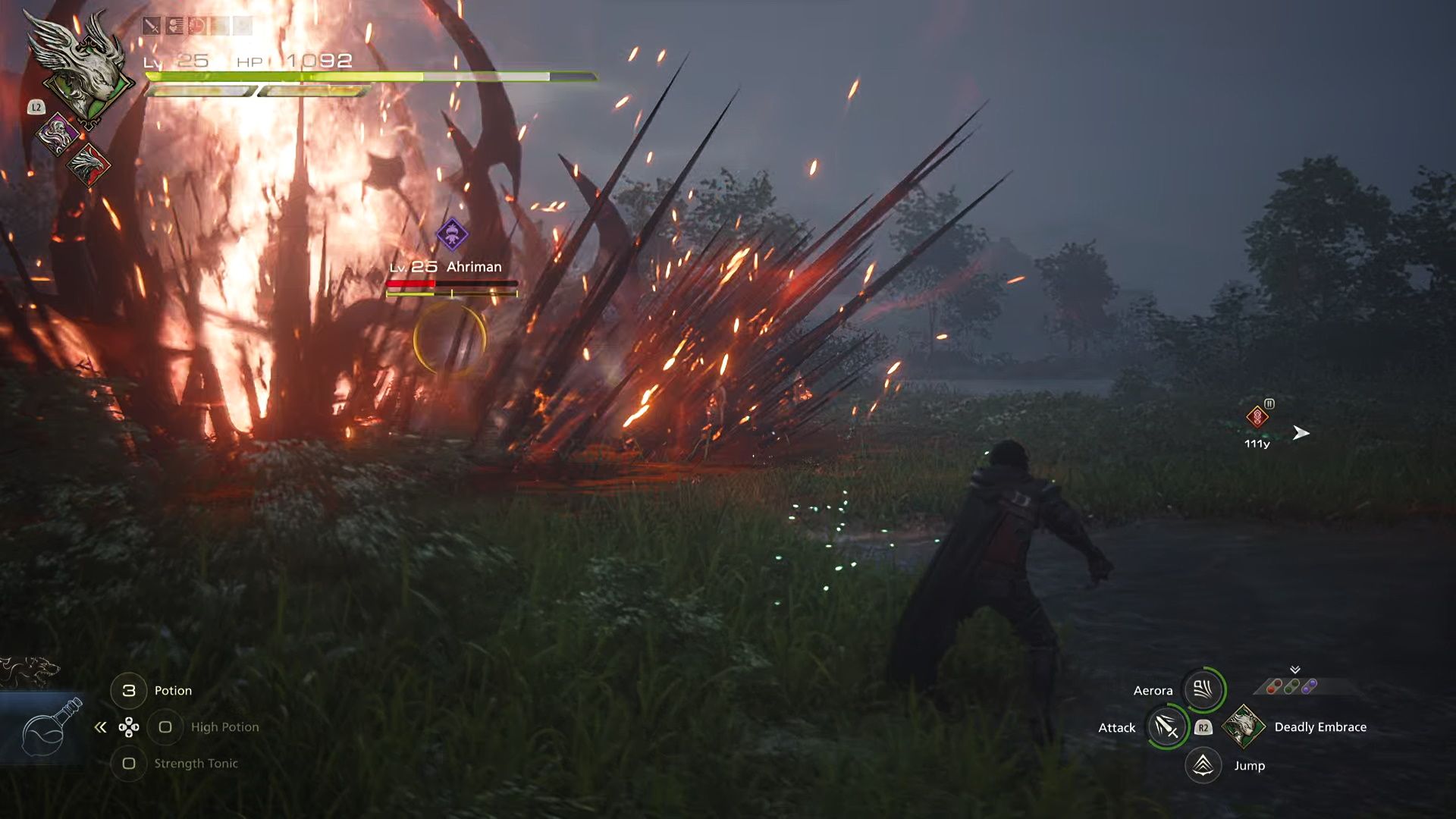 Final Fantasy 16, Ahriman Hunt, Clive dodging Ahriman's Doom spell