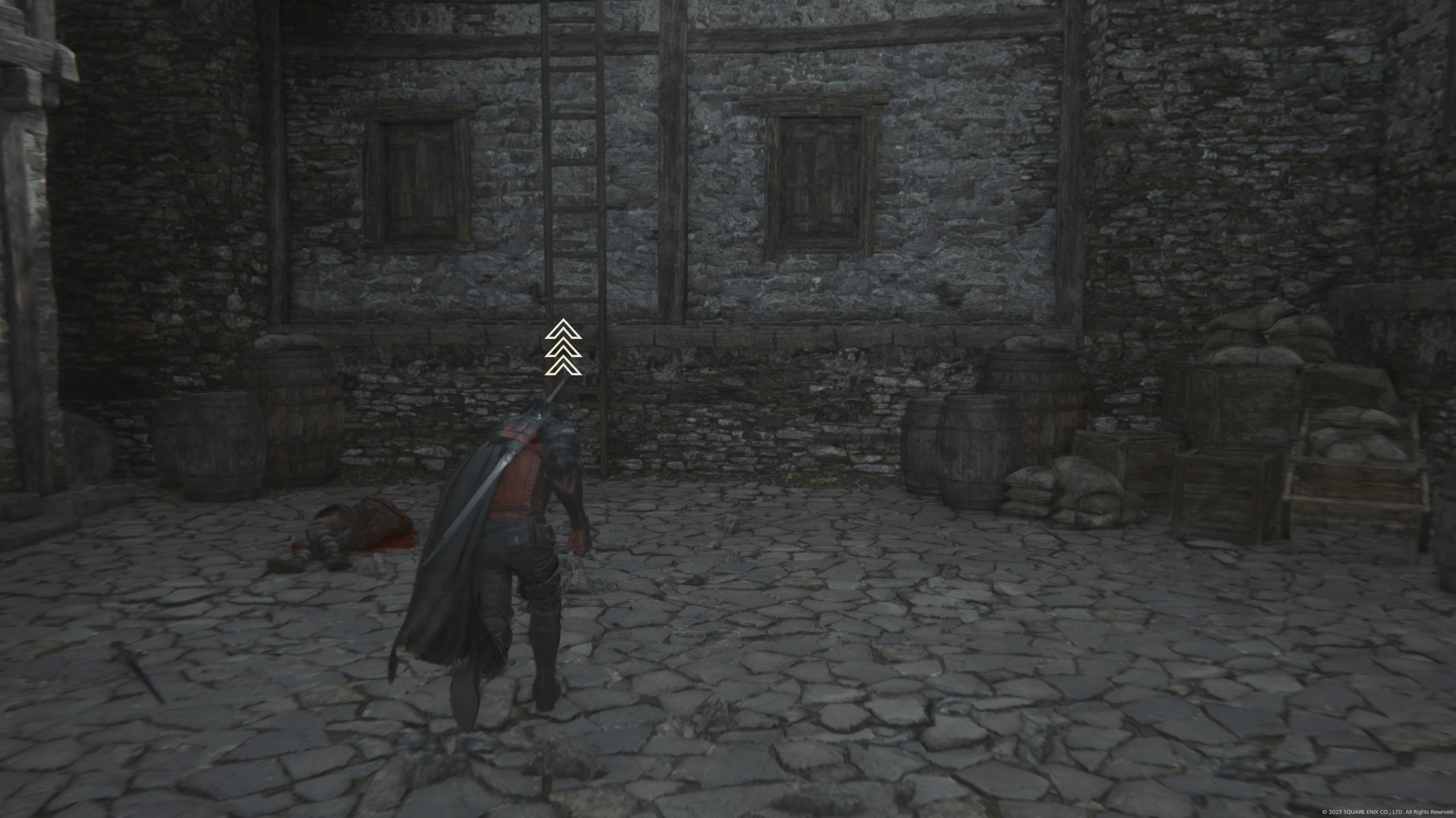 Final Fantasy 16 - Clive in front of a ladder in Rosalith