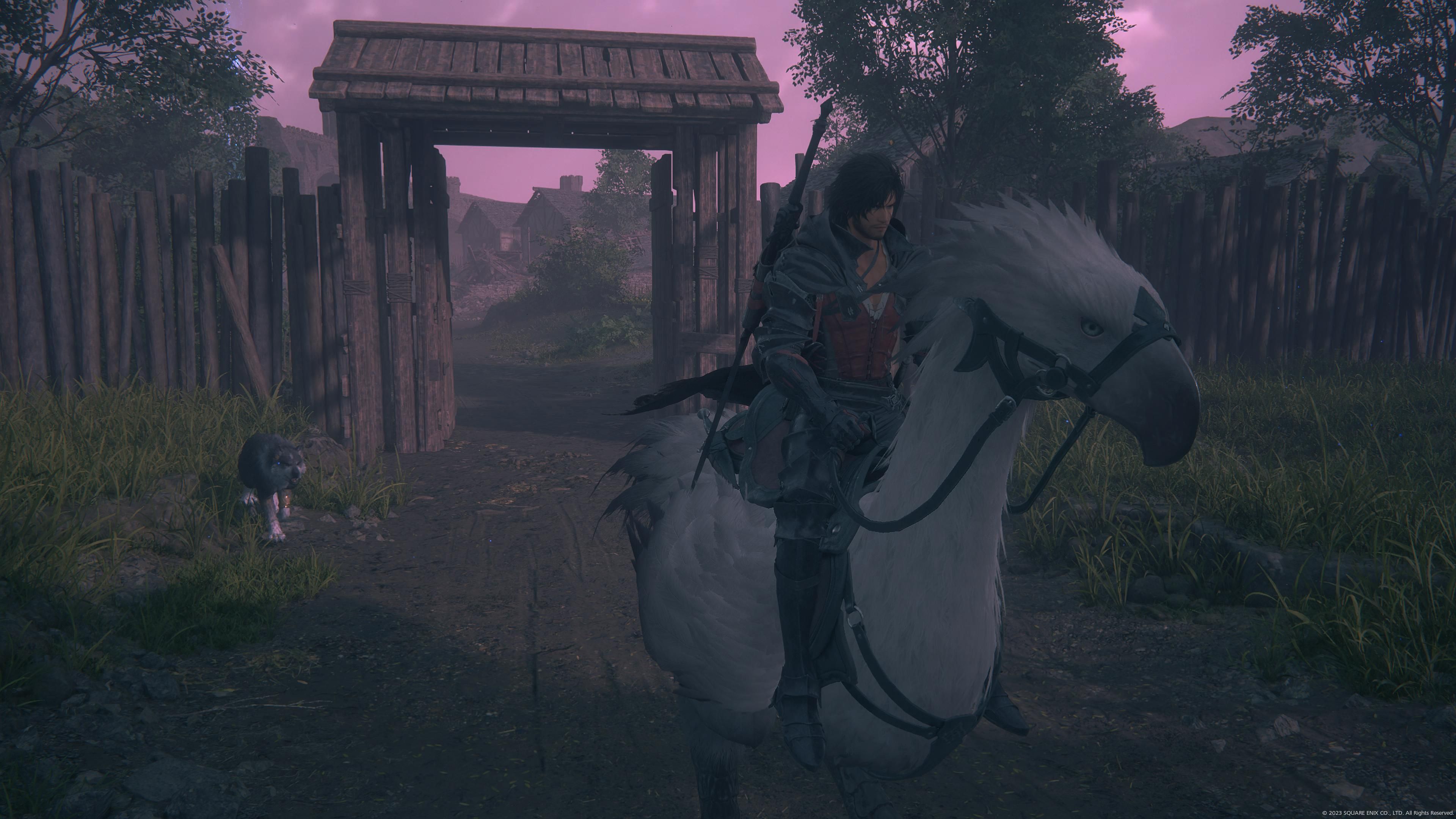 Final Fantasy 16 - Clive riding Ambrosia in Rosaria