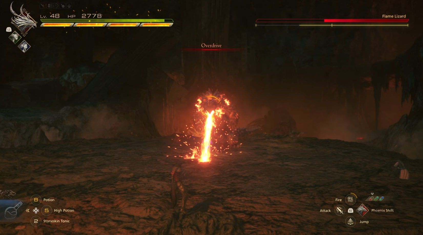 Final Fantasy 16 - Flame Lizard using Overdrive