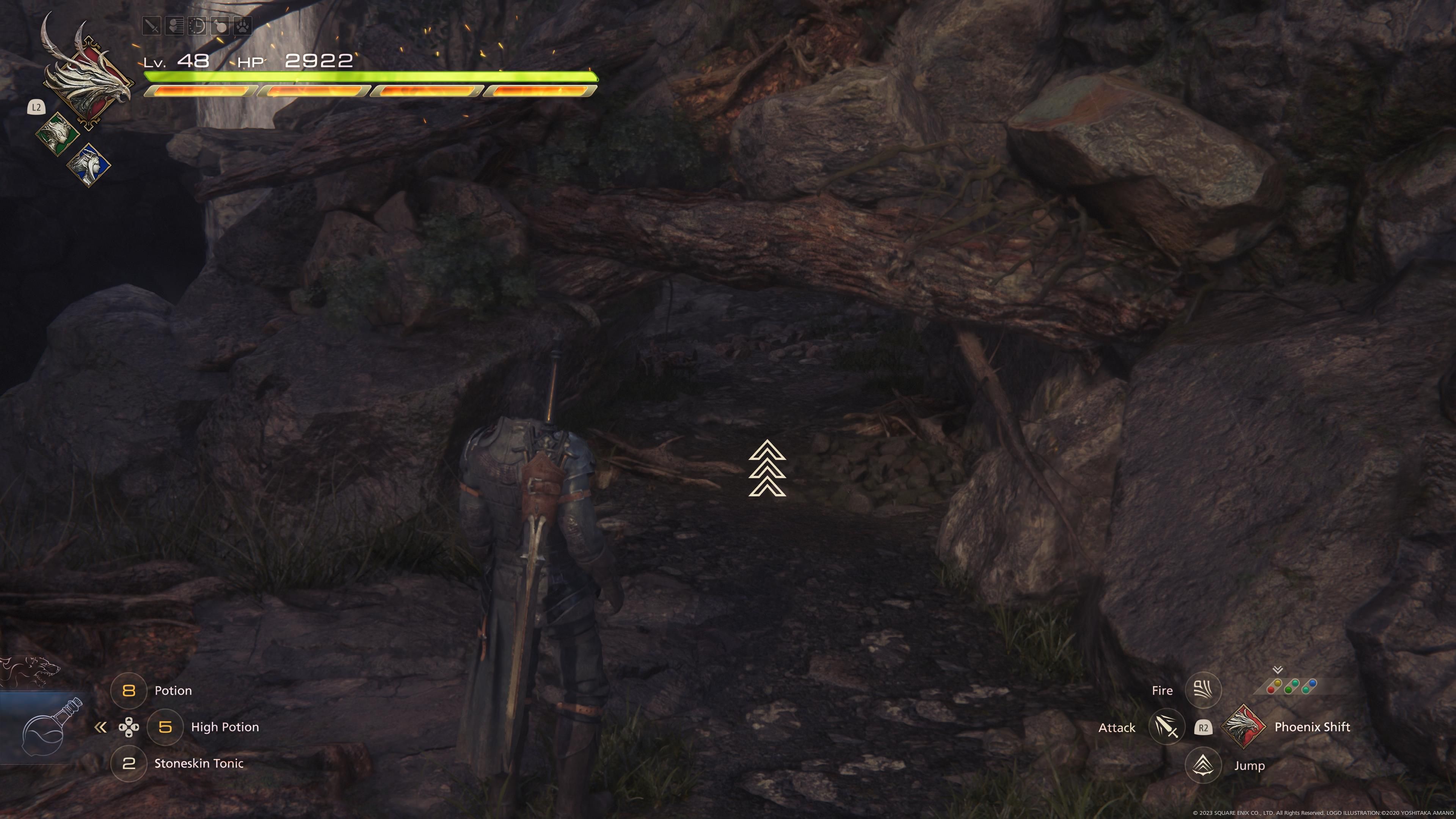 Final Fantasy 16 - Heading under a log at the Kingsfall