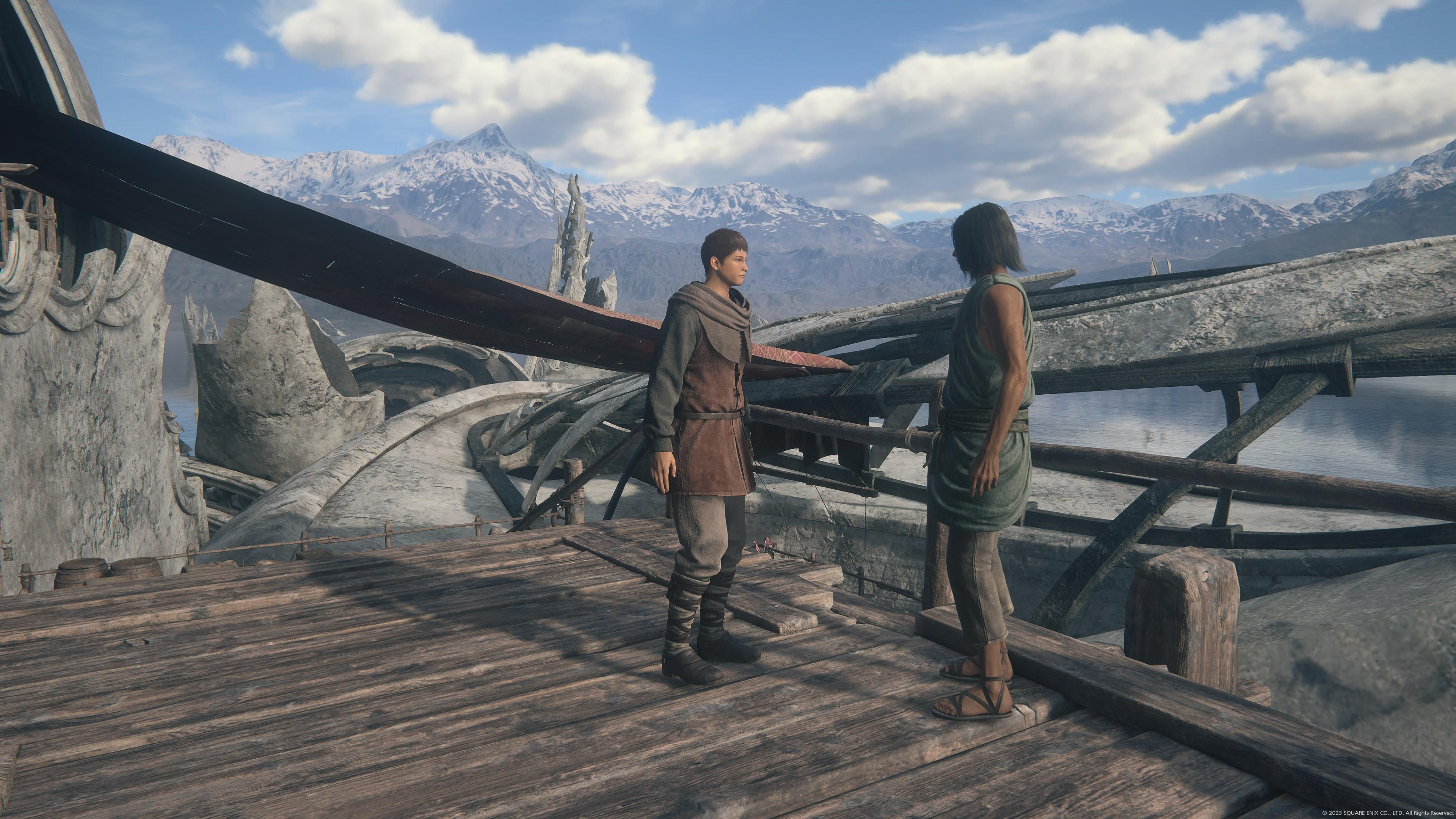 Final Fantasy 16 - The Hideout - two NPCs talking