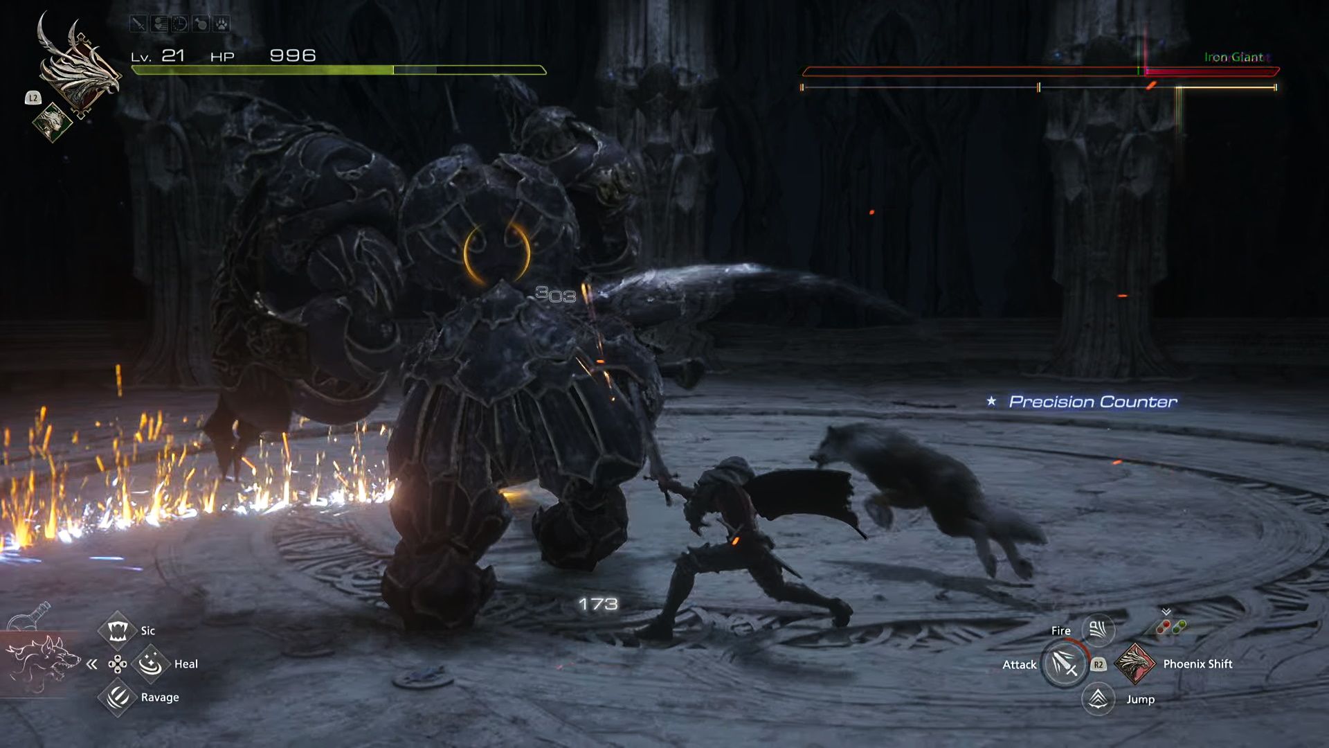 Final Fantasy 16, The Iron Giant using its sparking spin slash