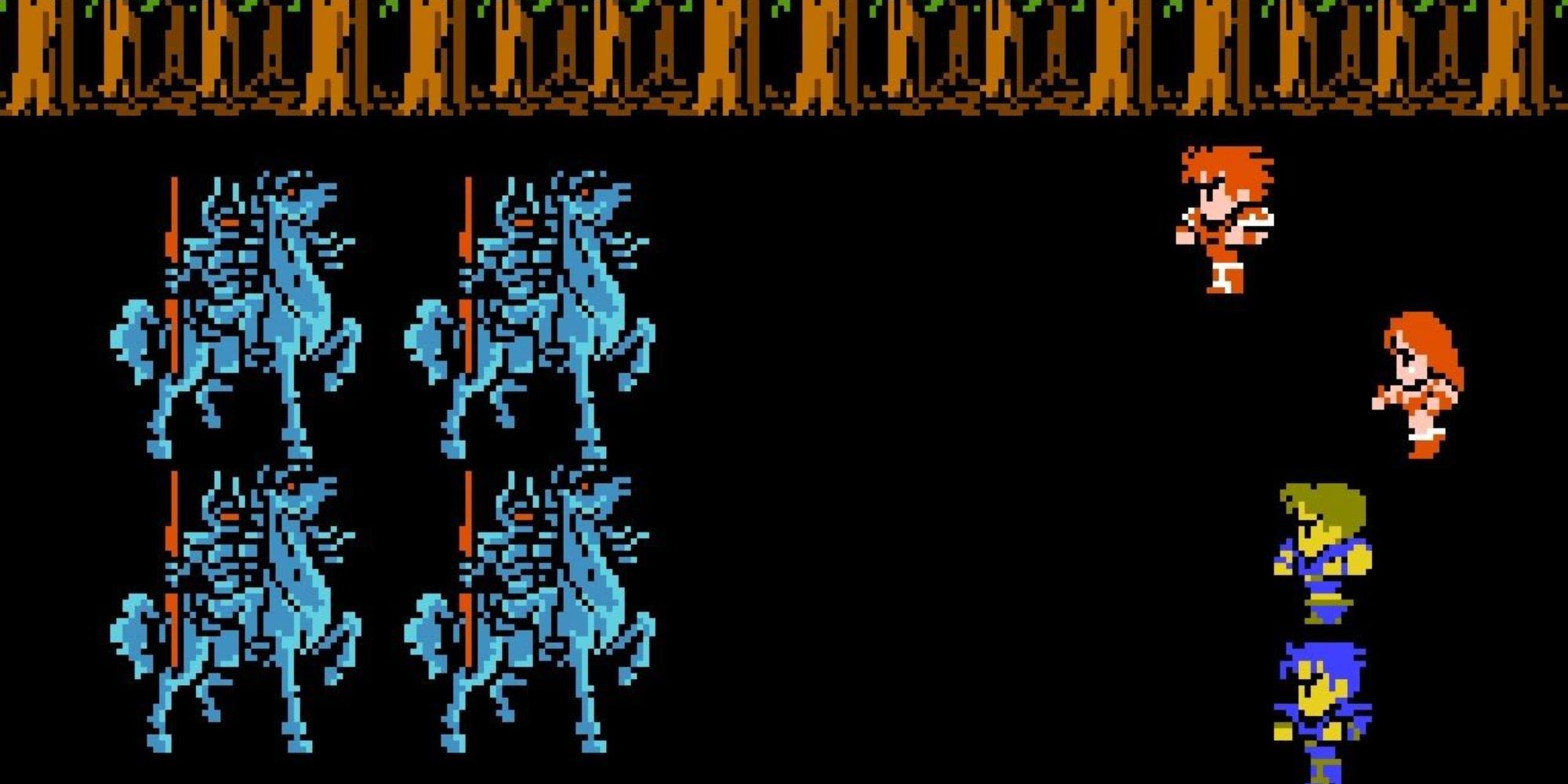 Party battles enemies in Final Fantasy 2