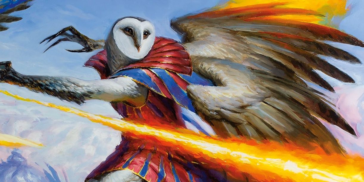 flying owlin casting a fire spell
