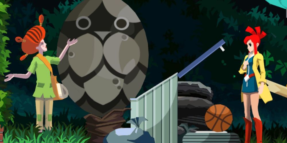 the activist greets lynne near mino in temsik park in ghost trick: phantom detective