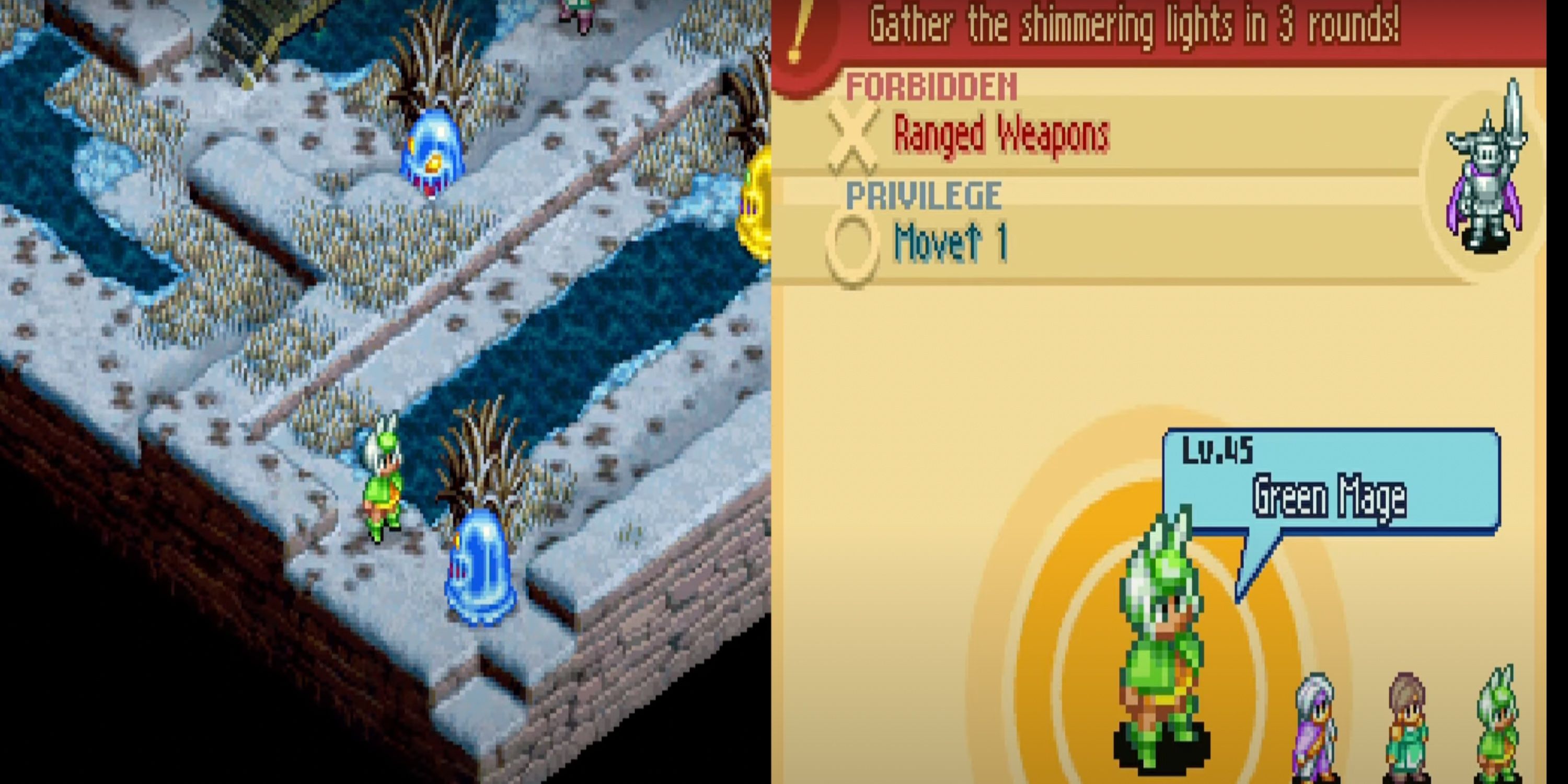 Green Mage Standing in Front of A Slime in Final Fantasy Tactics