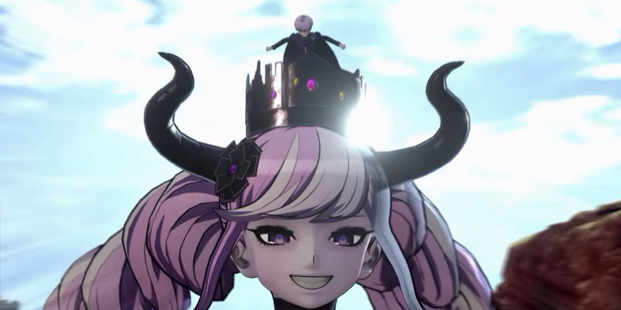 God Shinigami carrying Yuma Kokohead on her crown rushing toward her enemy