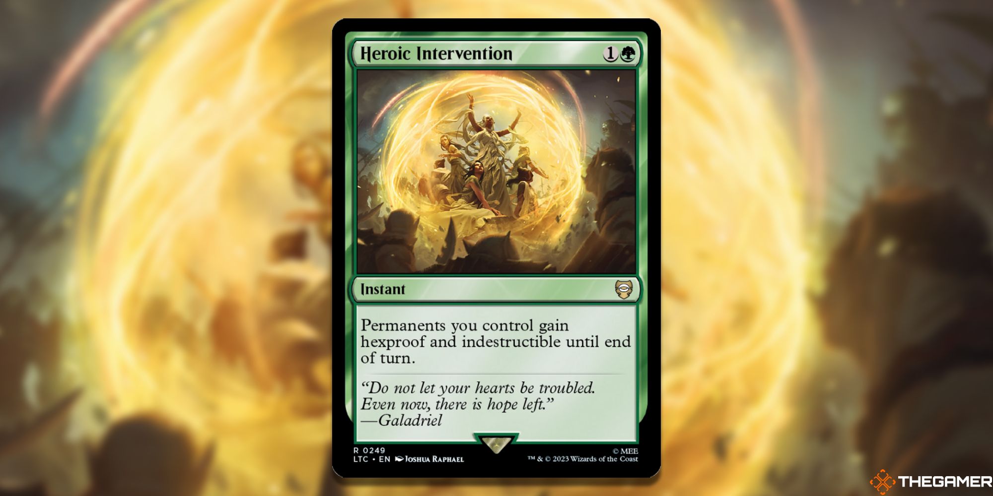 Image of the Heroic Intervention card in Magic: The Gathering, with art by Joshua Raphael