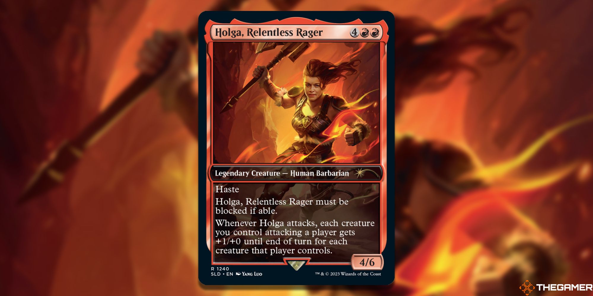 Image of the Holga, Relentless Rager card in Magic: The Gathering, with art by Yang Luo