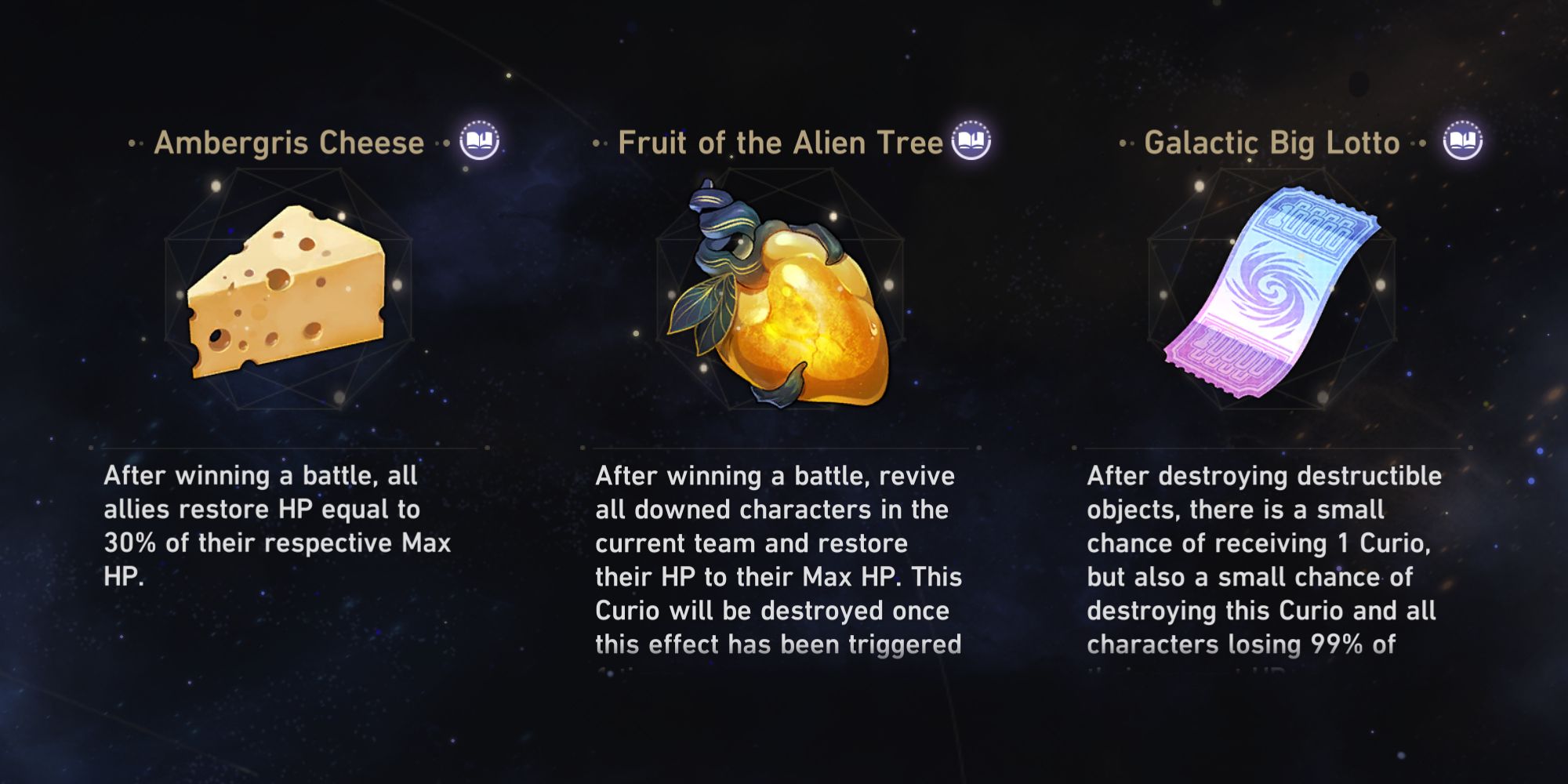Honkai Star Rail Curios Ambergris Cheese Fruit of the Alien Tree Galactic Big Lotto