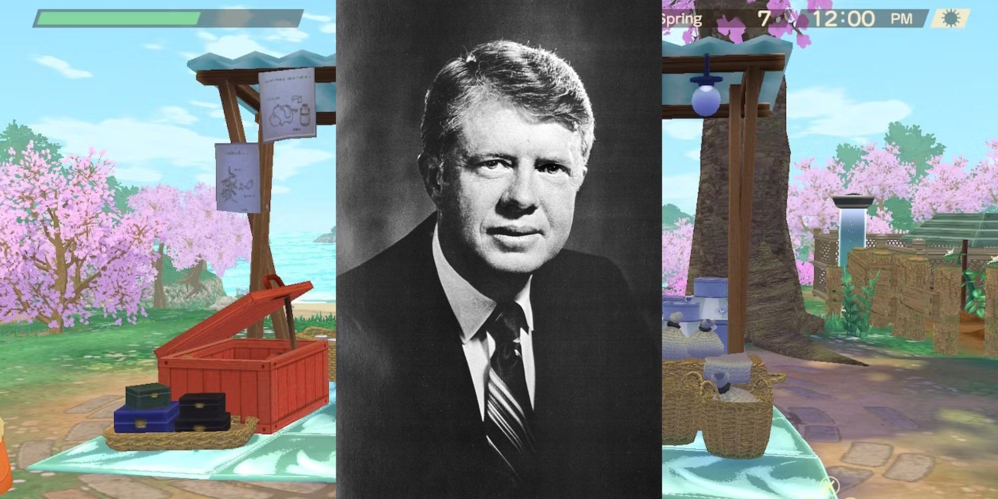 Jimmy Carter overlayed on Story of Seasons A Wonderful Life