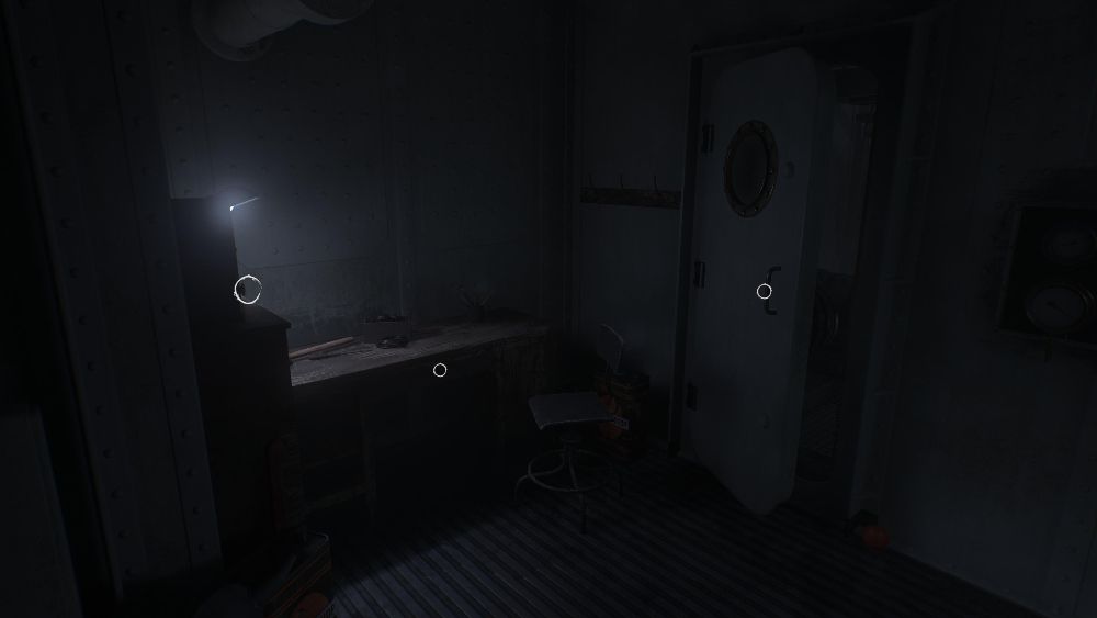 a desk near a door aboard the RMS Odyssey in Layers of Fear 2023