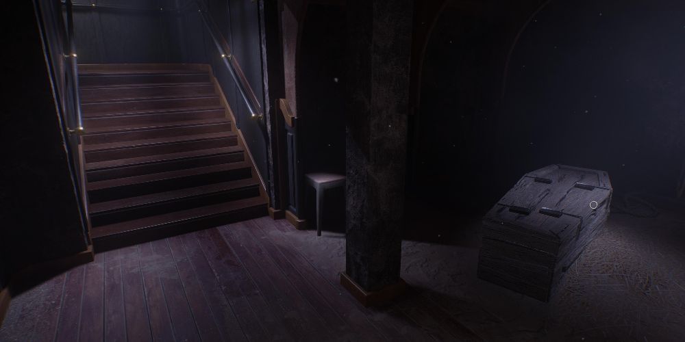 a coffin on board the RMS Odyssey in Layers of Fear 2023