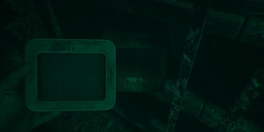 the actor finds the final projector slide in a crate in layers of fear 2023