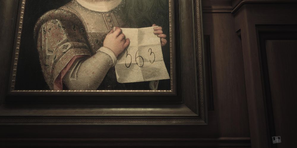the bottom half of the babyface portrait with the number 363 in Layers of Fear 2023