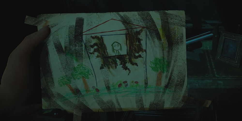 a child's drawing of a person looking out a window in layers of fear inheritance 2023