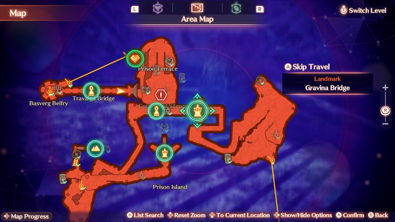 The location of the Gravina Bridge landmark in Xenoblade Chronicles 3: Future Redeemed.