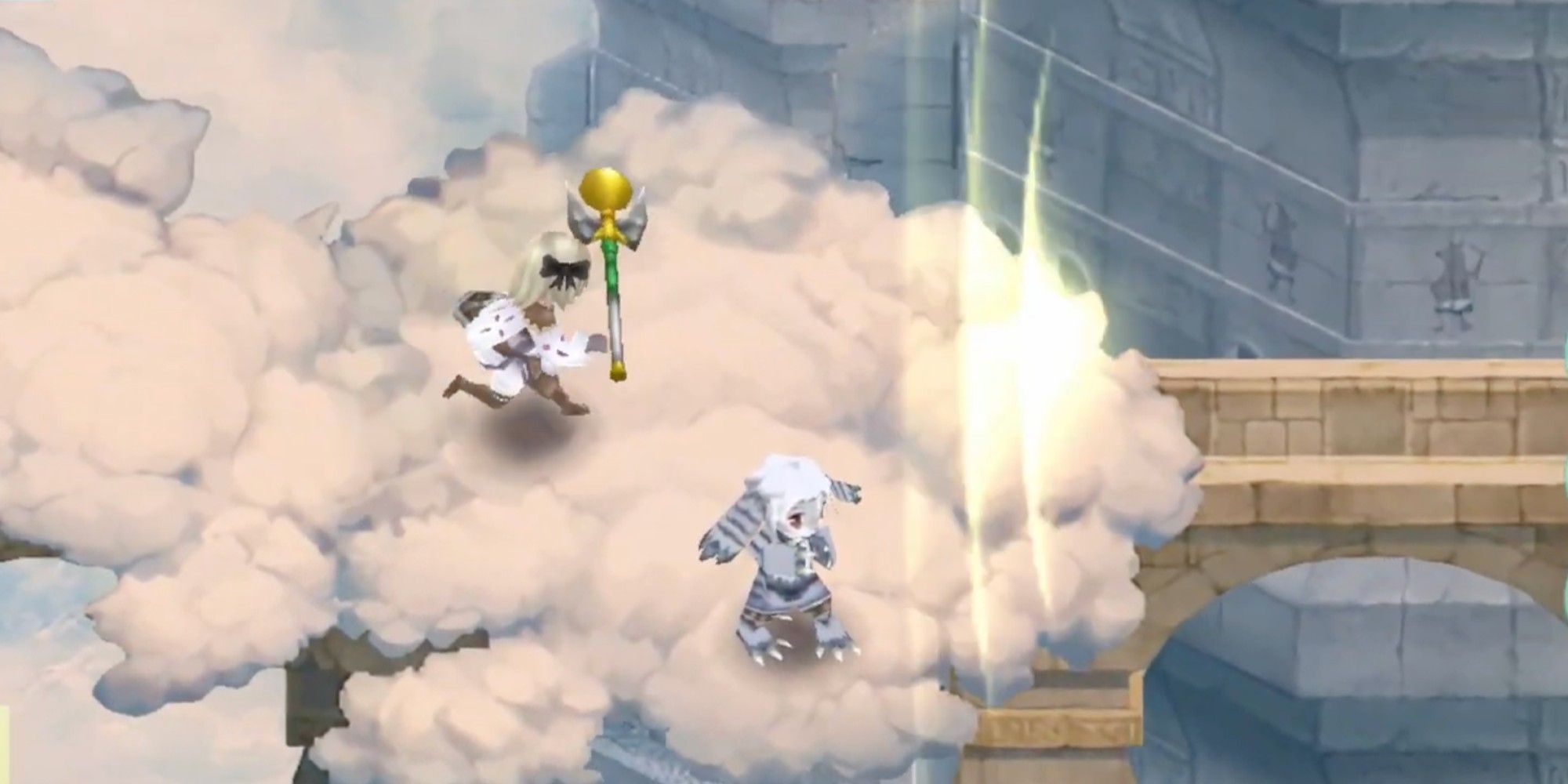 Malm Tiger has their back toward the Prince, who has their magic rod in hand and ready to attack