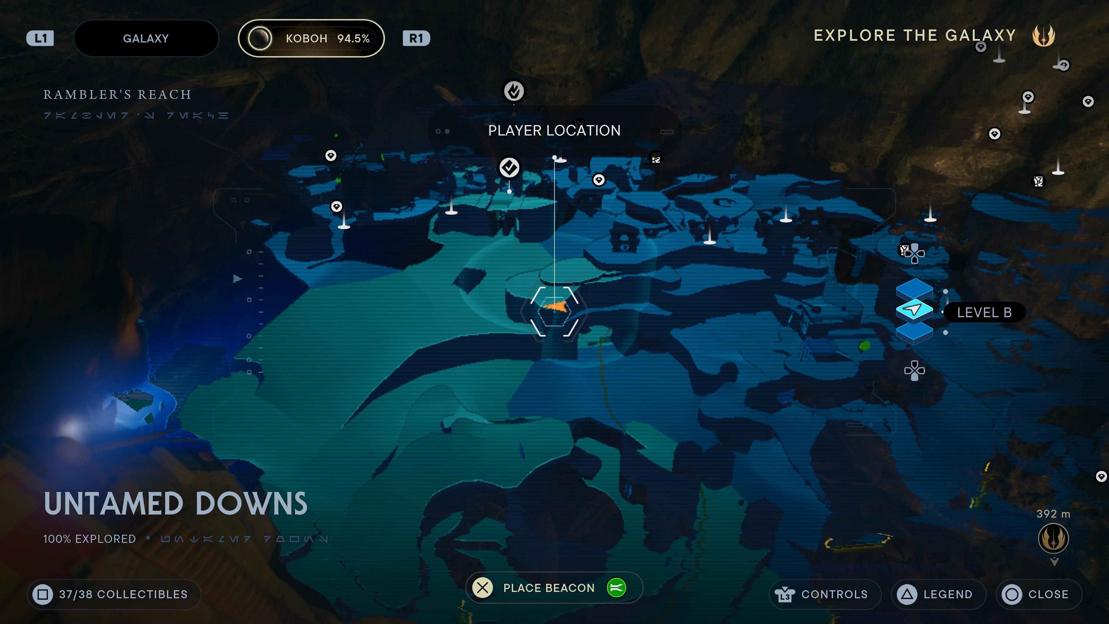 Map location for a BD-1 scan of a skeleton in a Bilemaw cave in Jedi Survivor