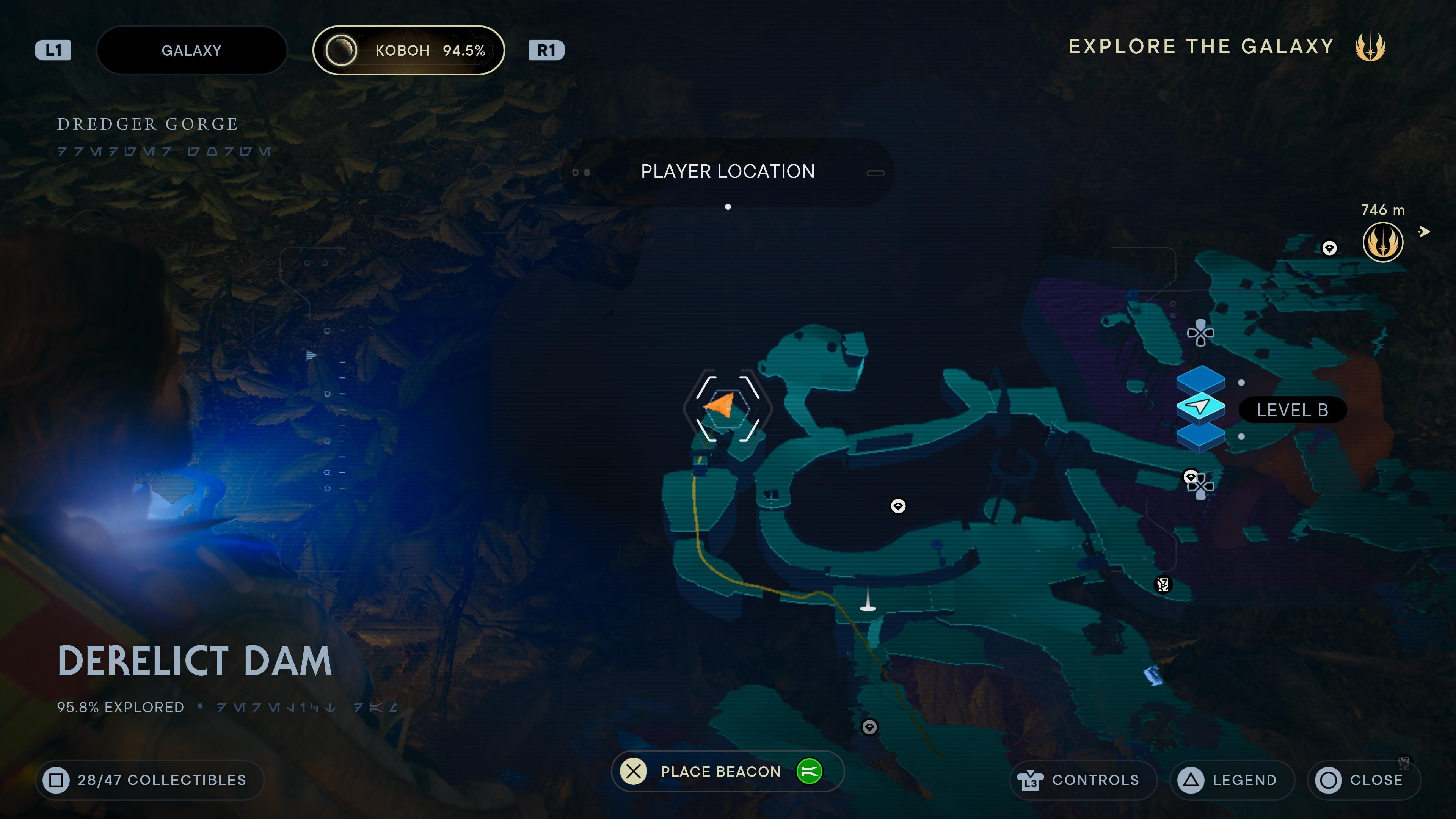 Map location of a BD-1 scan in a Gorocco cave in Jedi Survivor