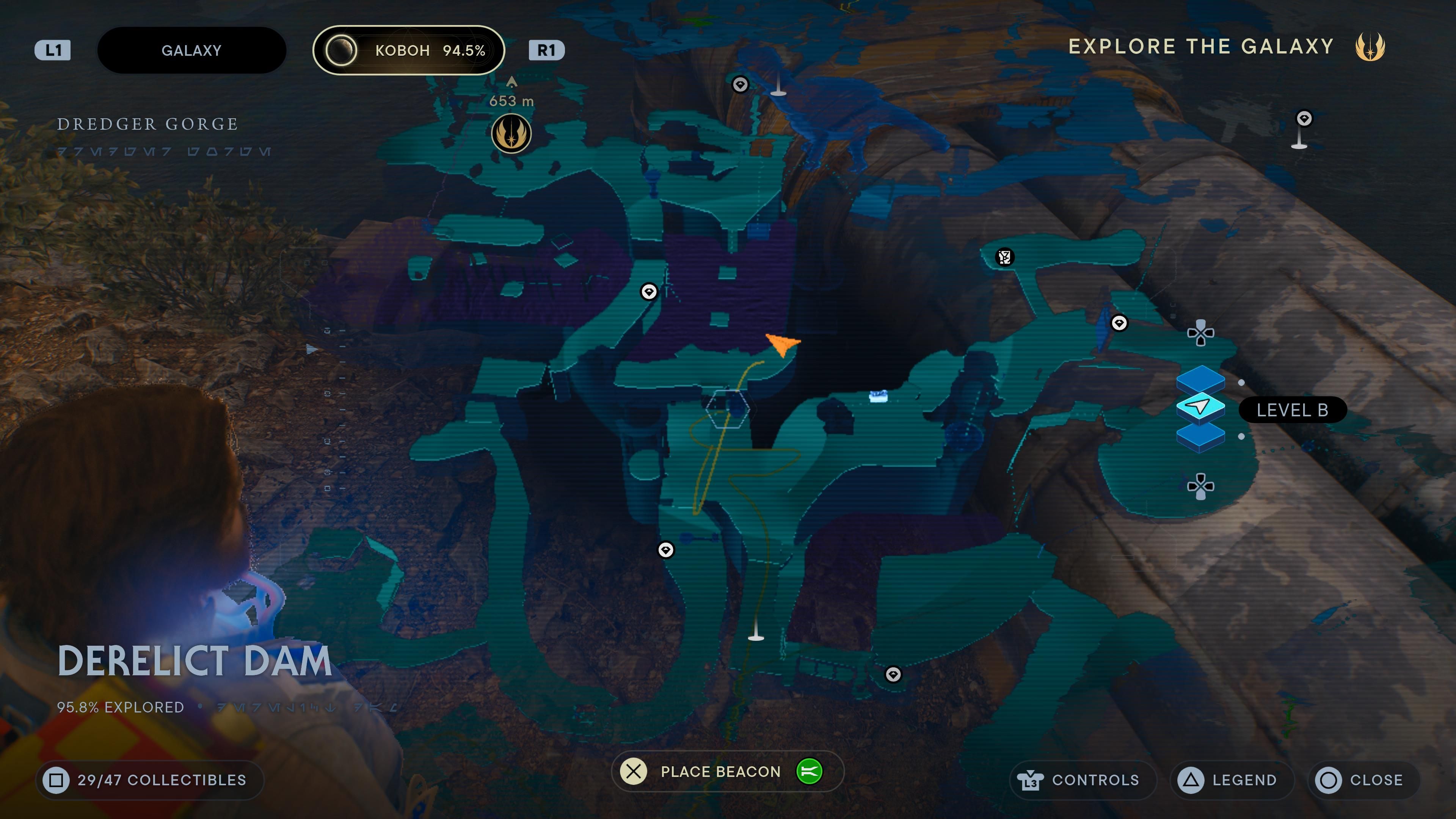 Map location of a BD-1 scan of pipes near the tar pit in Jedi Surviro