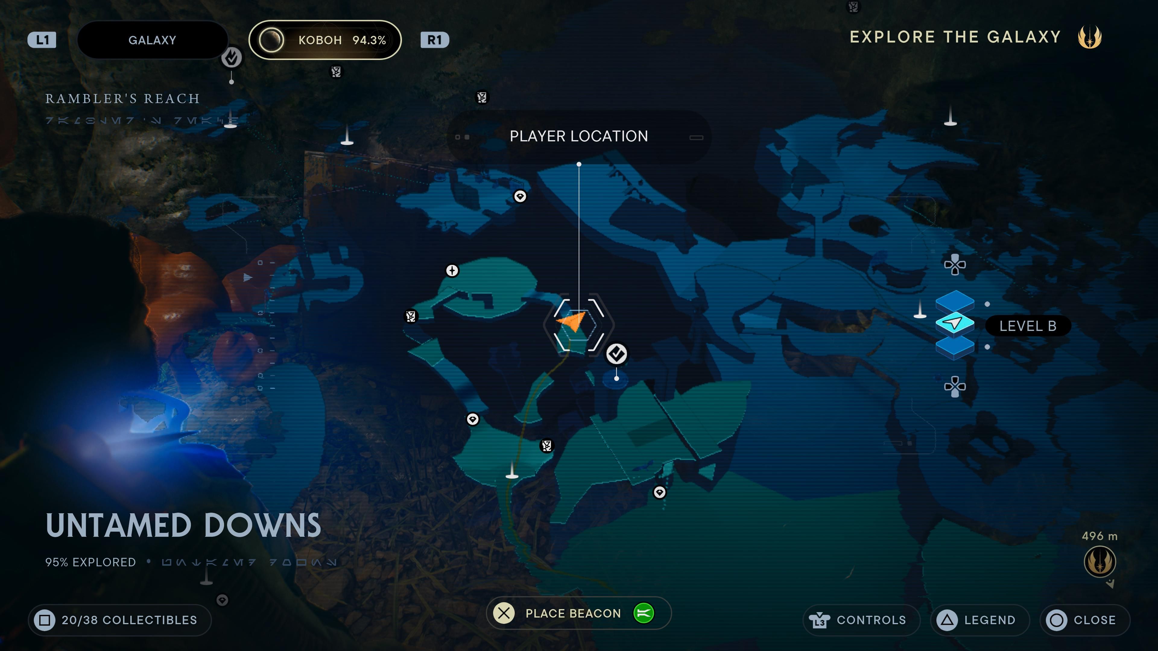 Map location of a BD-1 scan point near some mushrooms in Jedi Survivor