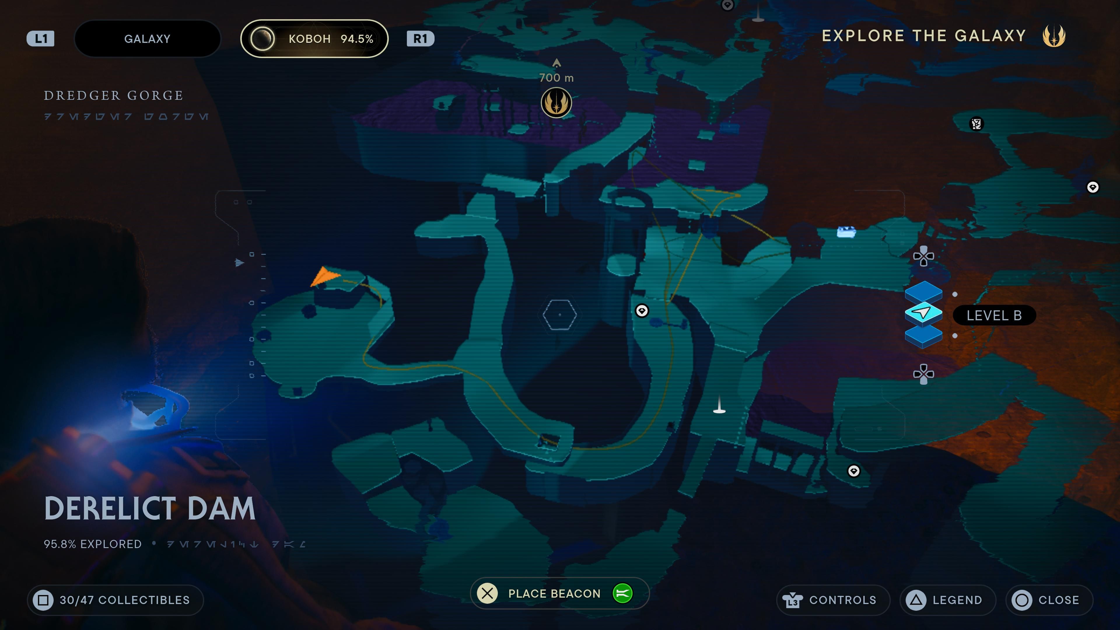 Map location of a chest in Vashtan Wolfe's lair in jedi Survivor