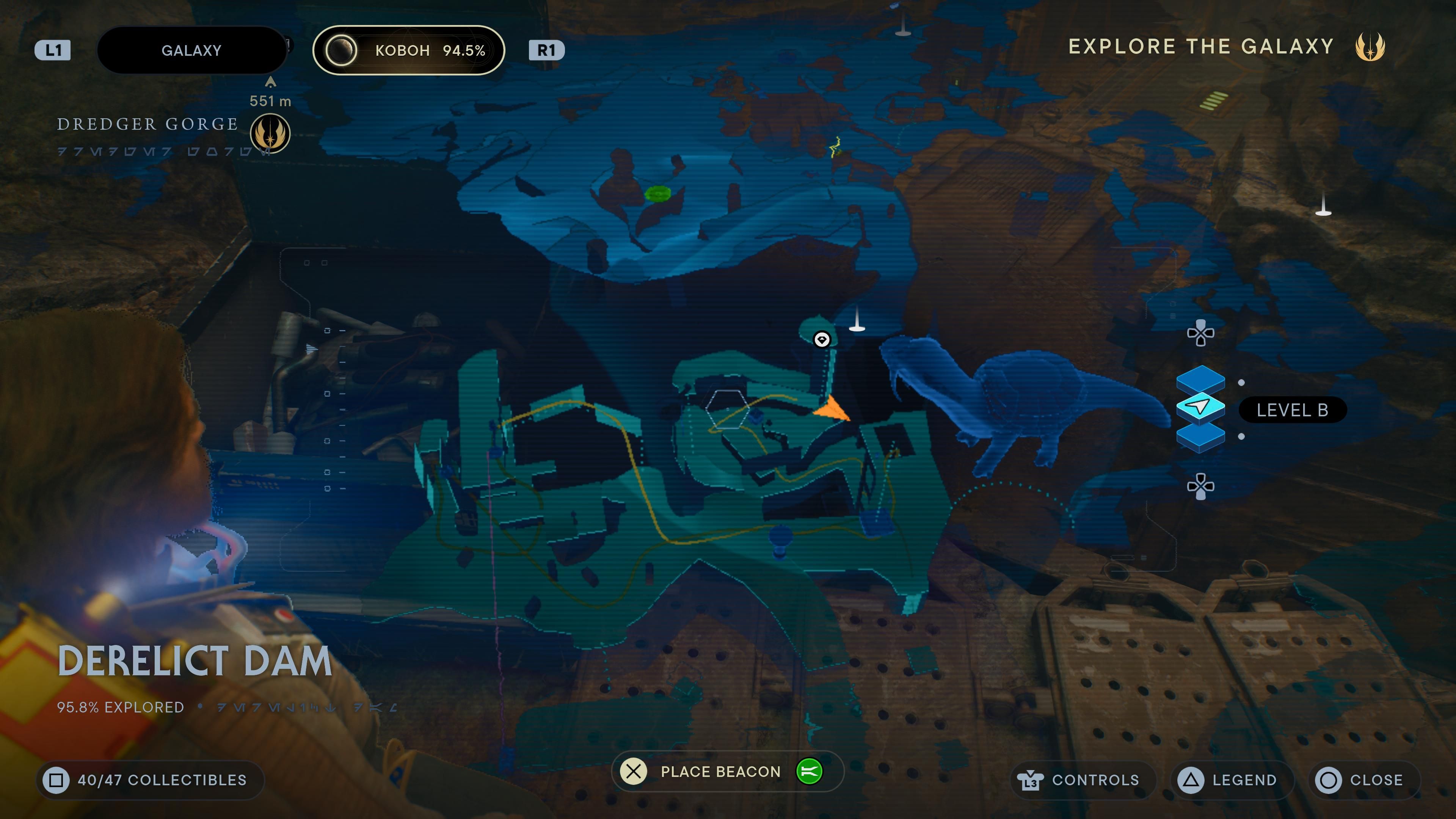 Map location of a chest underneath the Torontashell in Jedi Survivor