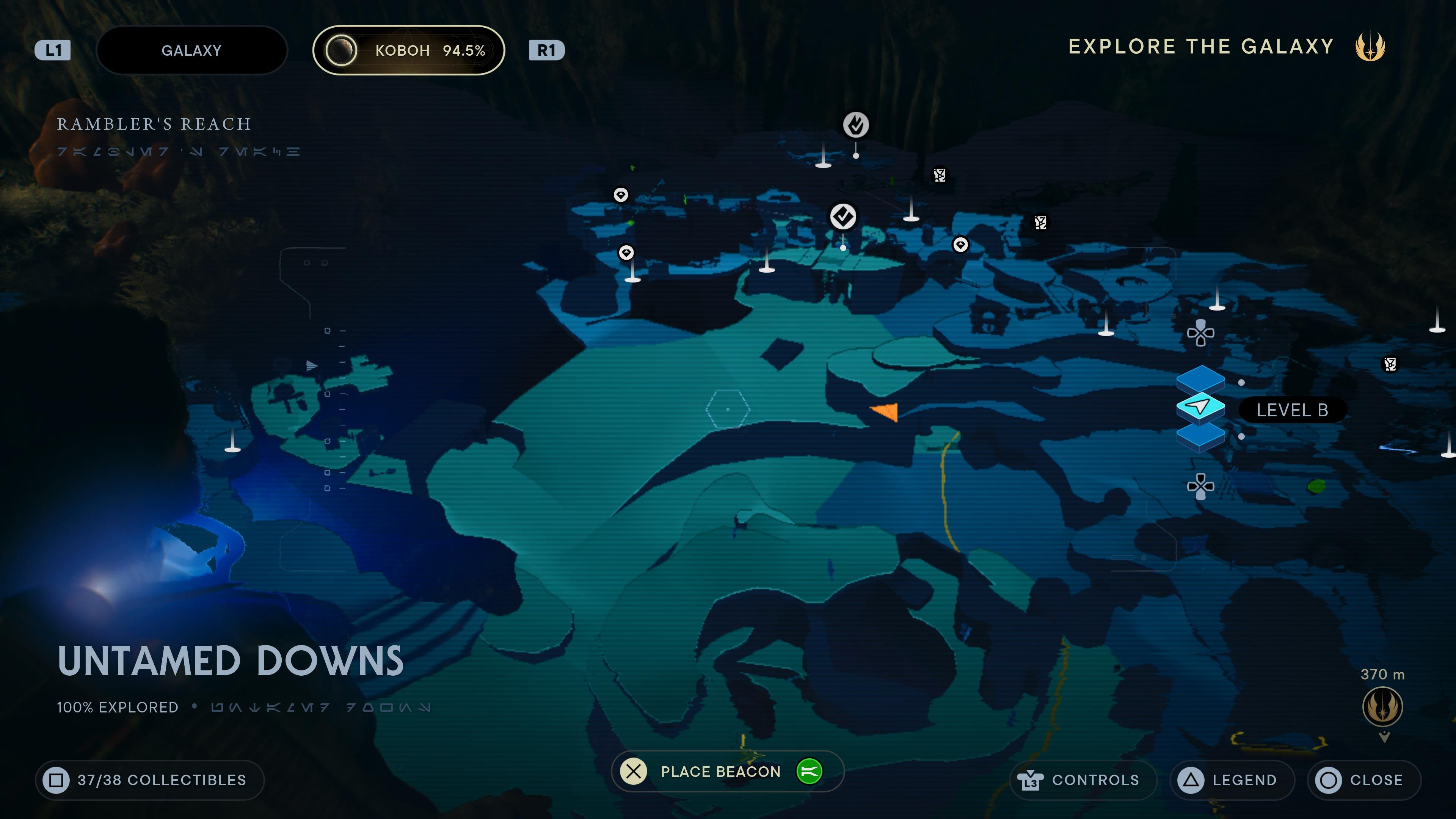 Map location of a force echo in a Bilemaw cave in Jedi Survivor