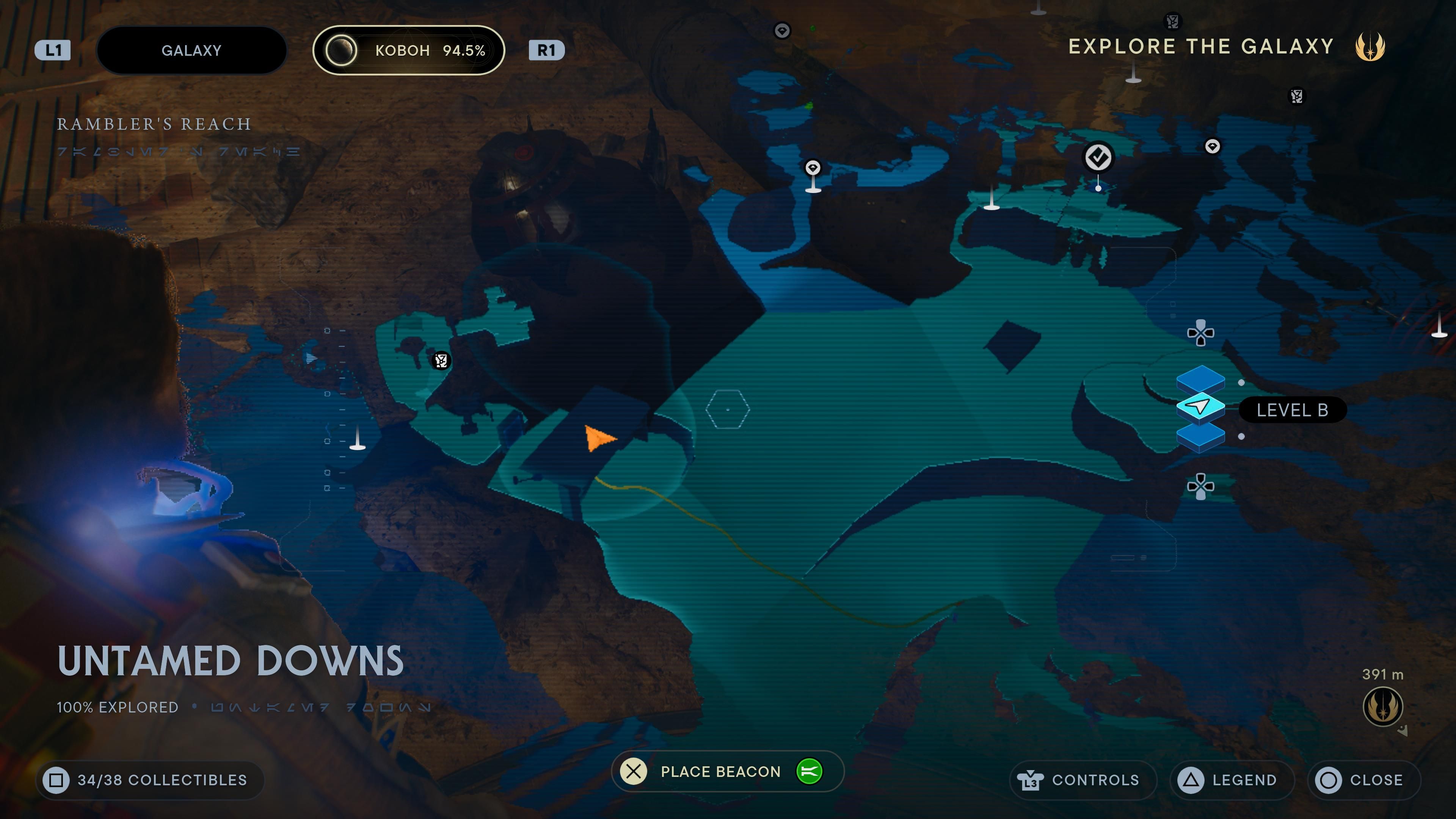 Map location of a force echo in an old base in Jedi Survivor
