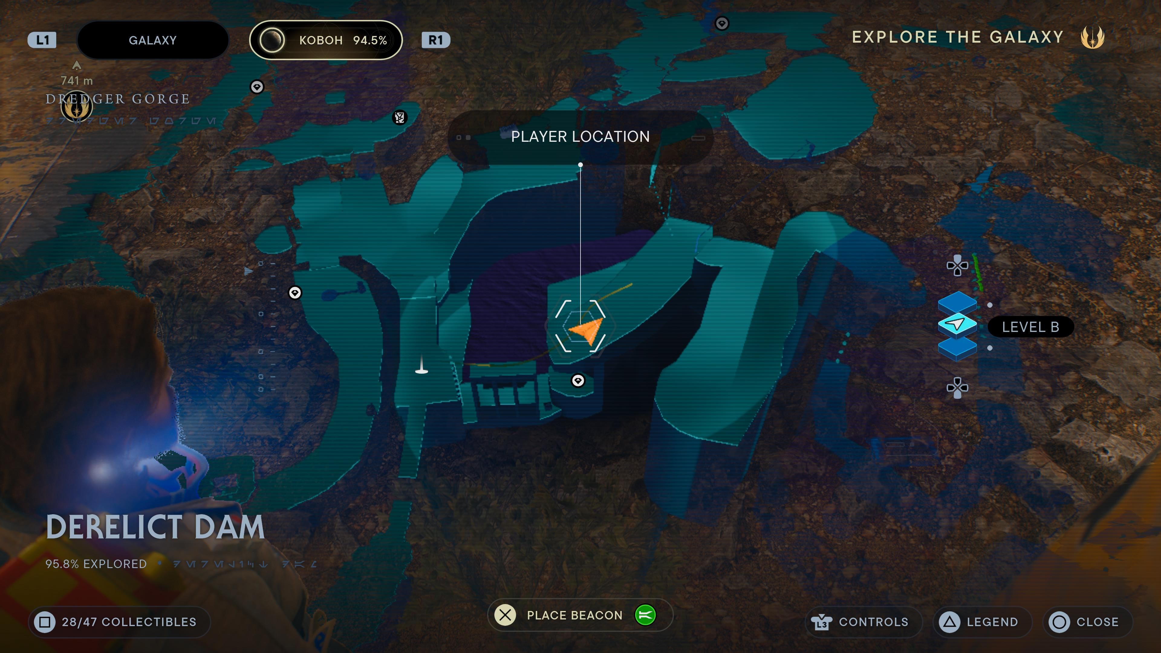 Map location of a Force Echo on a body against a post in Jedi Survivor